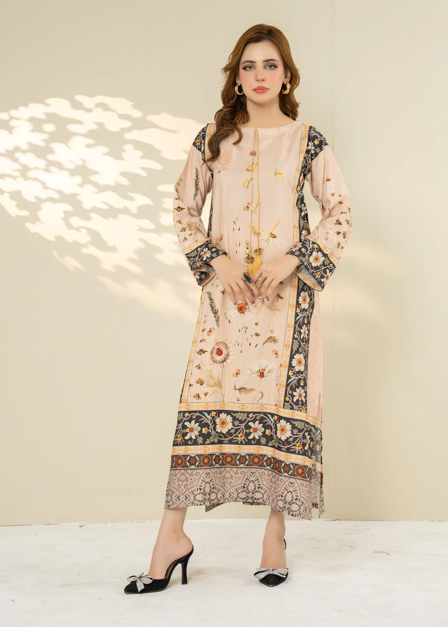 Silk Kaftan in Beige