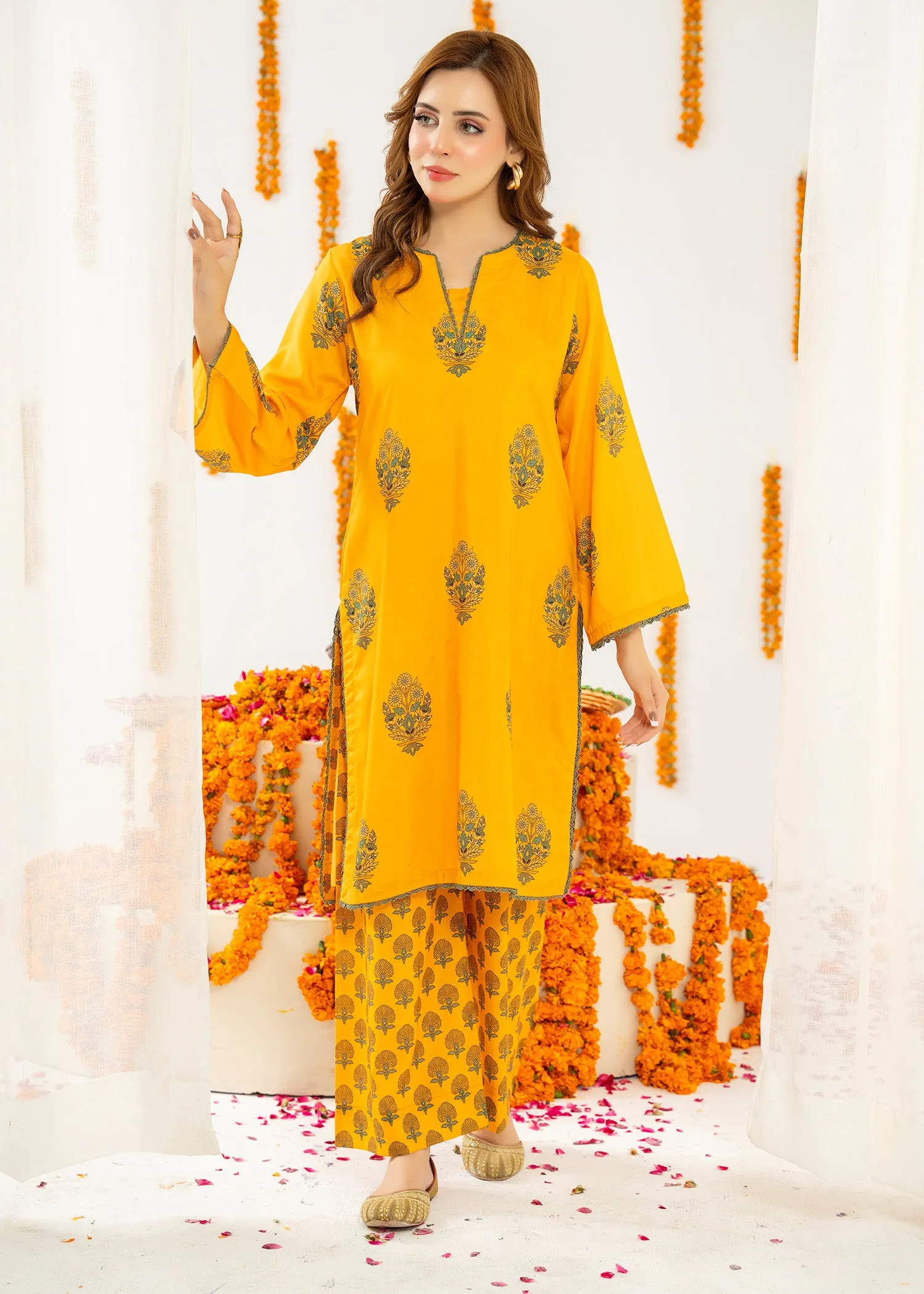 Lawn Kurta Set in Mustard