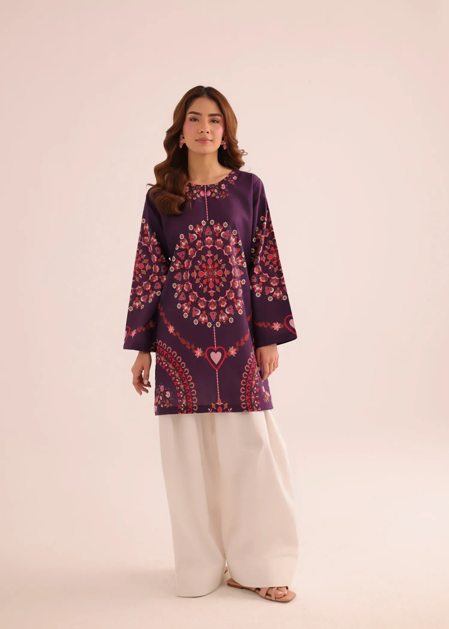 Poly Lawn Kurti in Purple