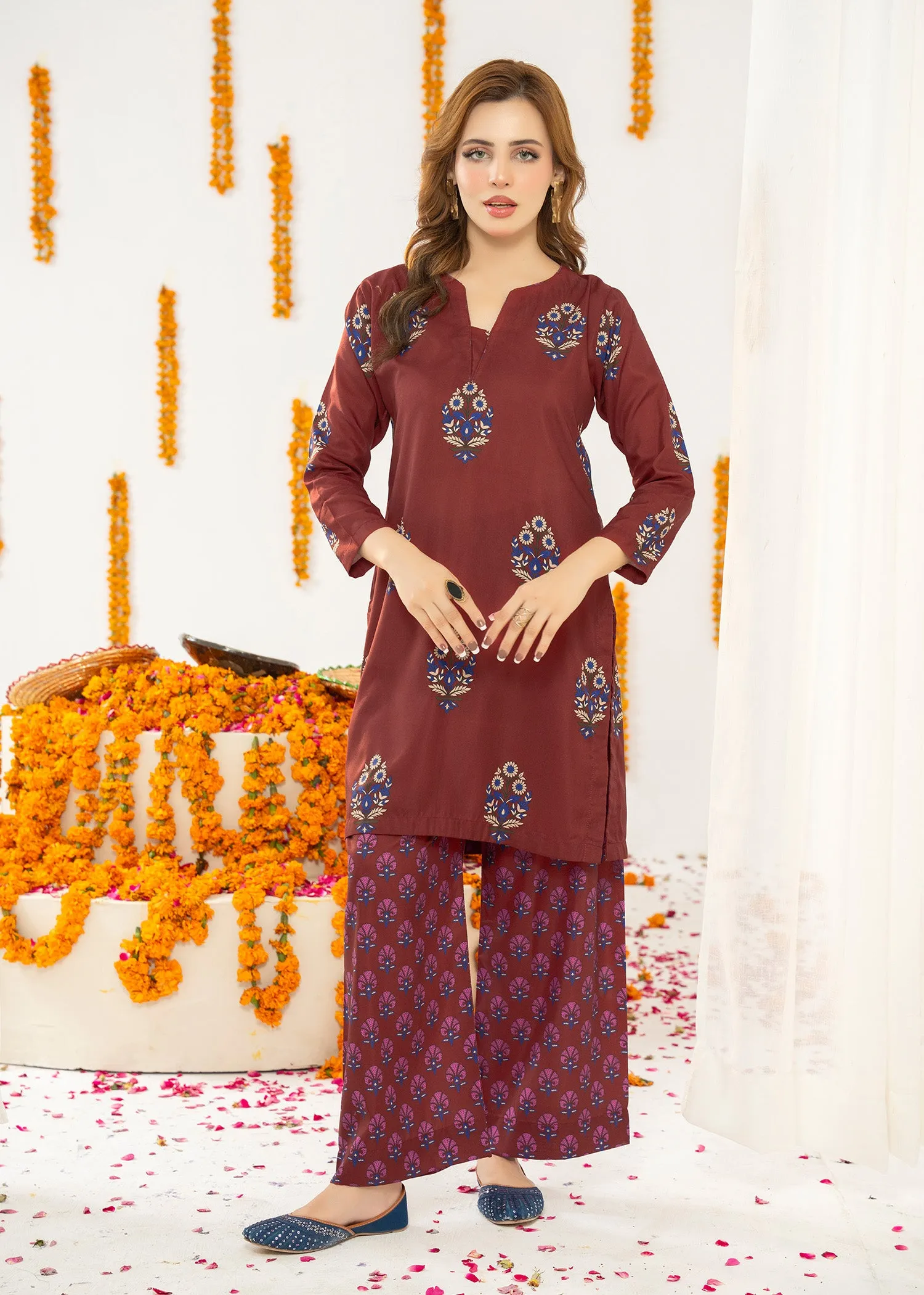 Silk Kurta Set in Maroon