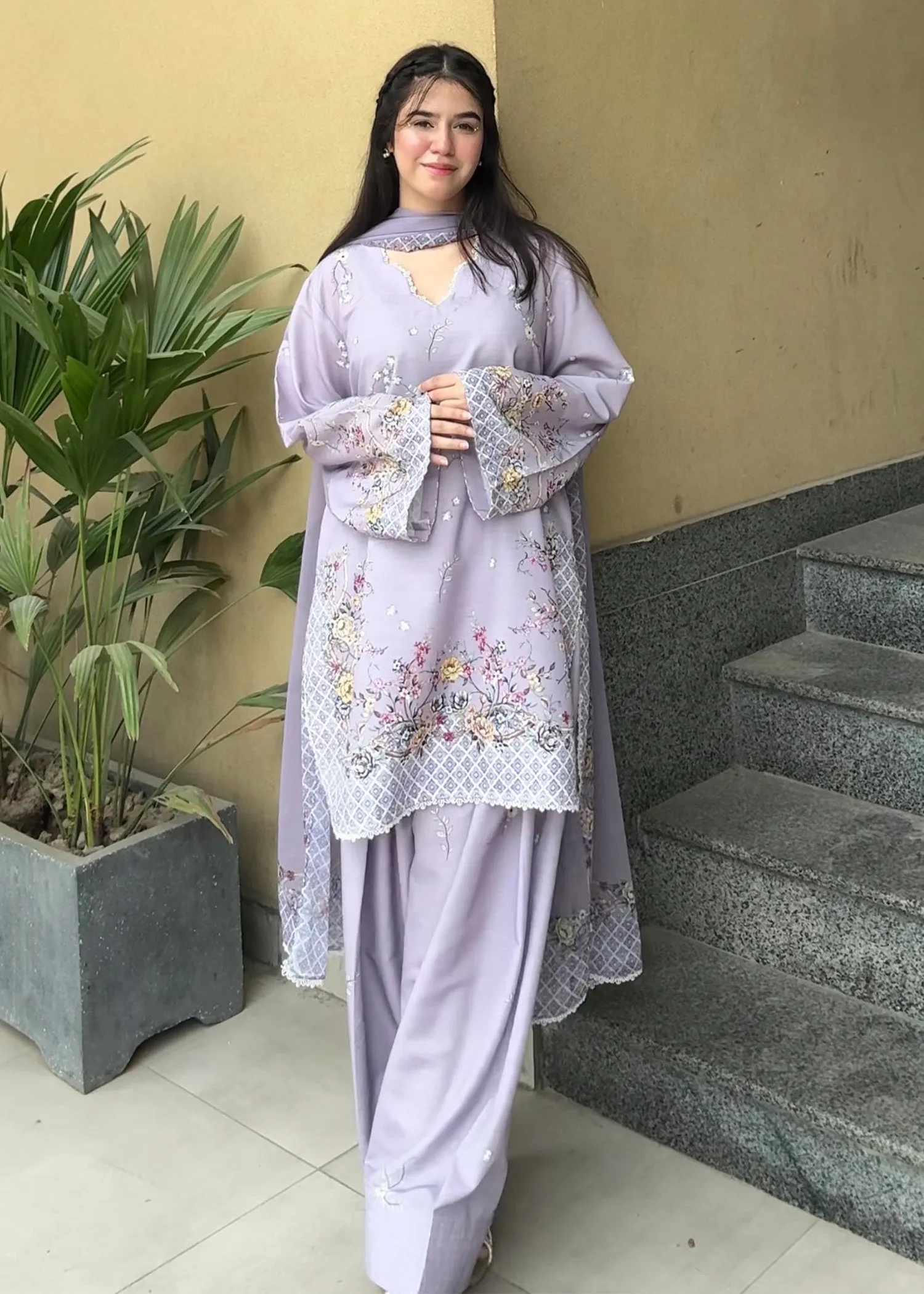 Printed Kurta Set in Lilac