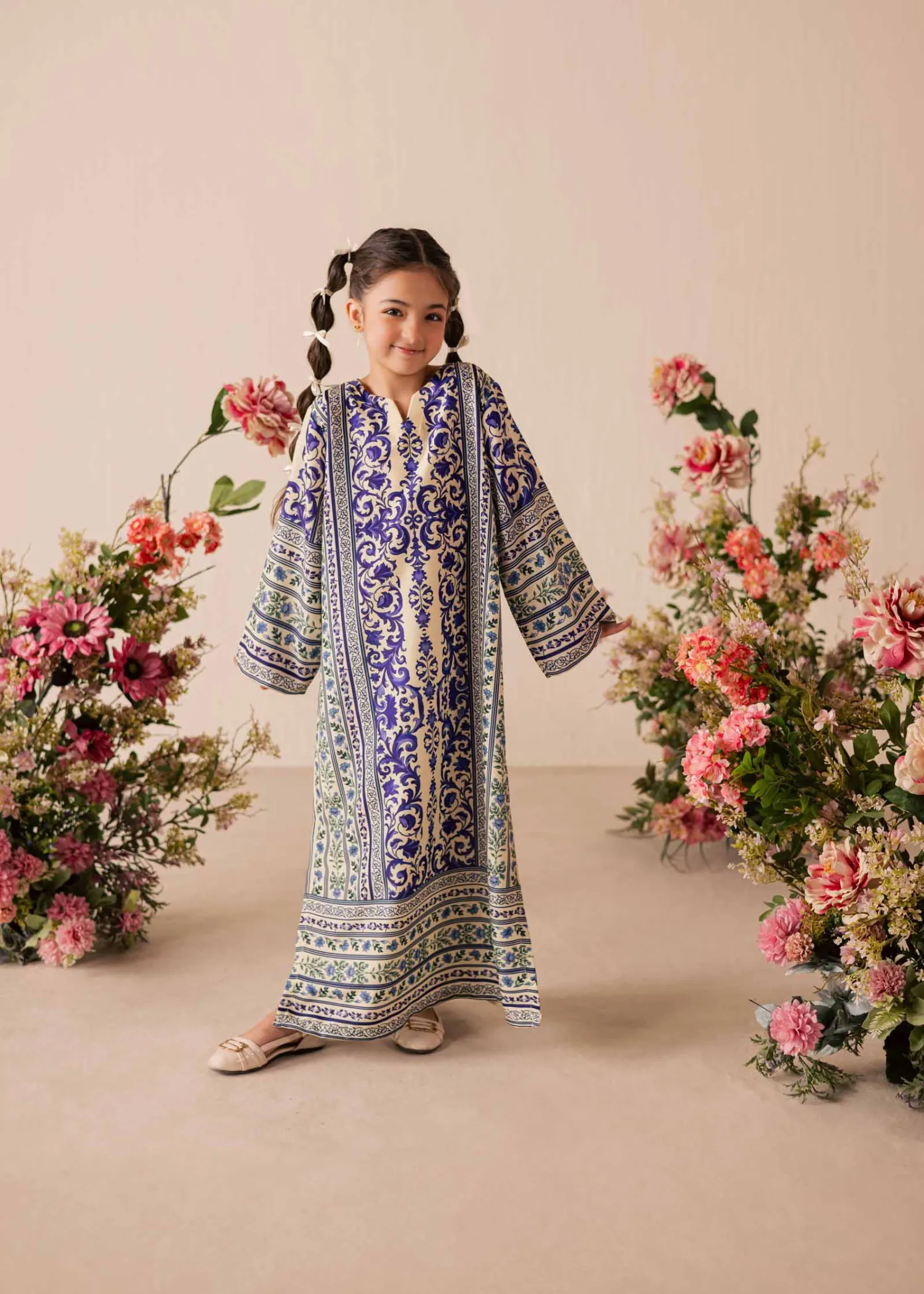 Silk Kaftan in Midnight Blue