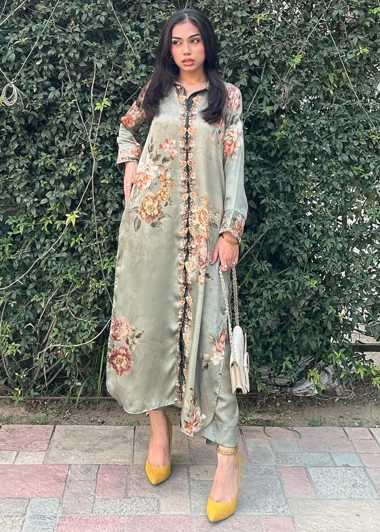 Printed Kurta Set in Sage Green