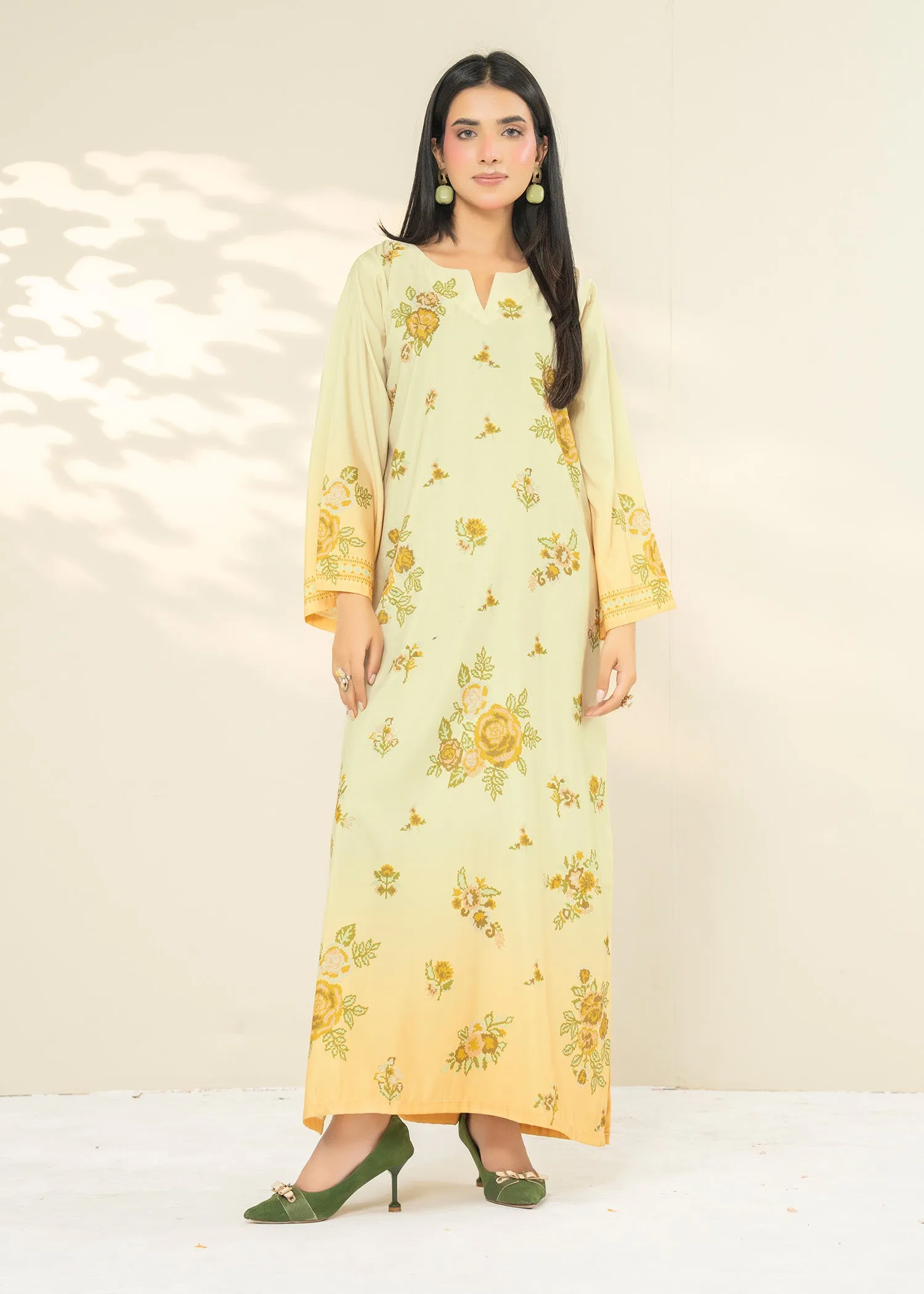 Lawn Kaftan in Yellow