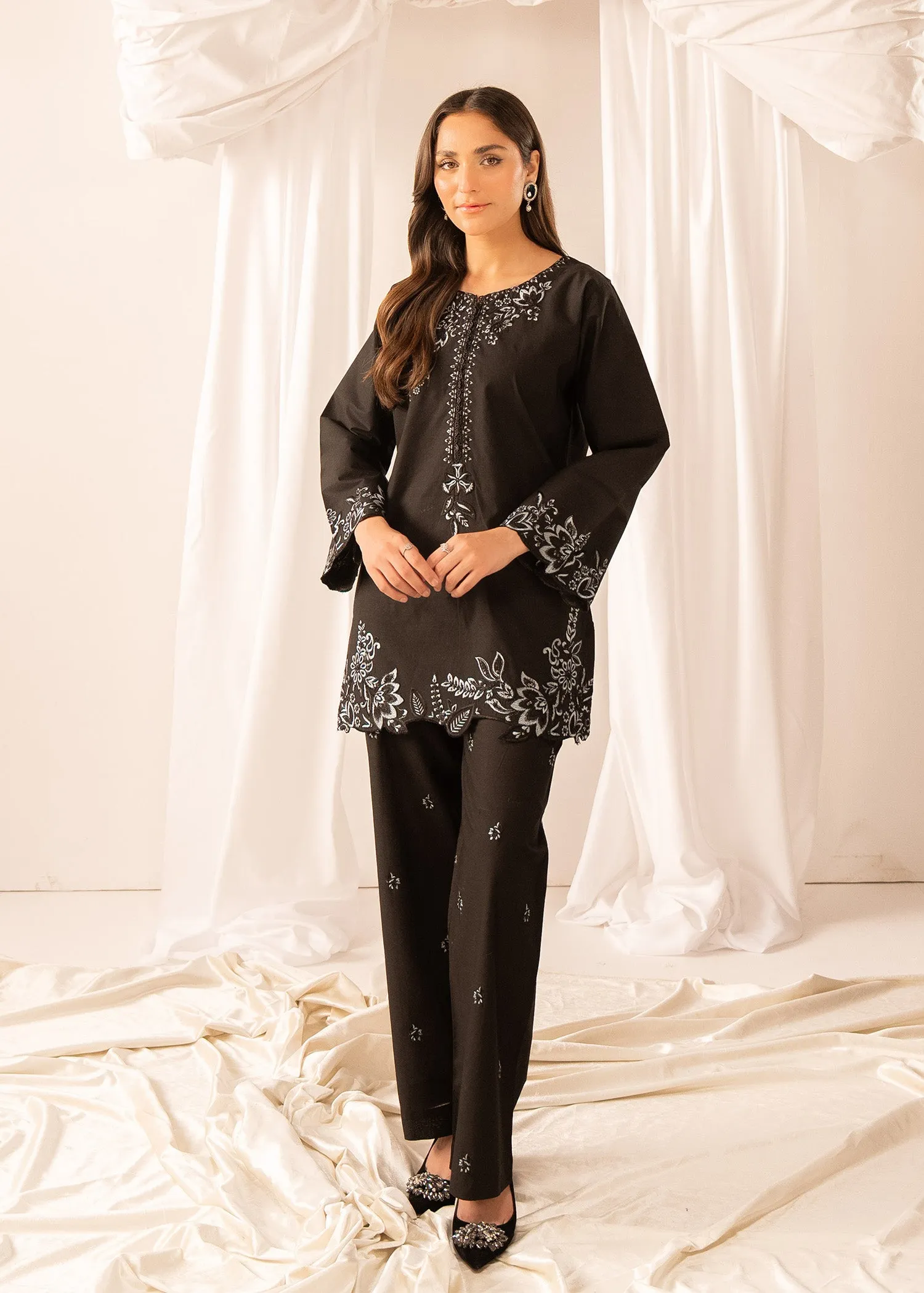 Lawn Kurta Set in Black