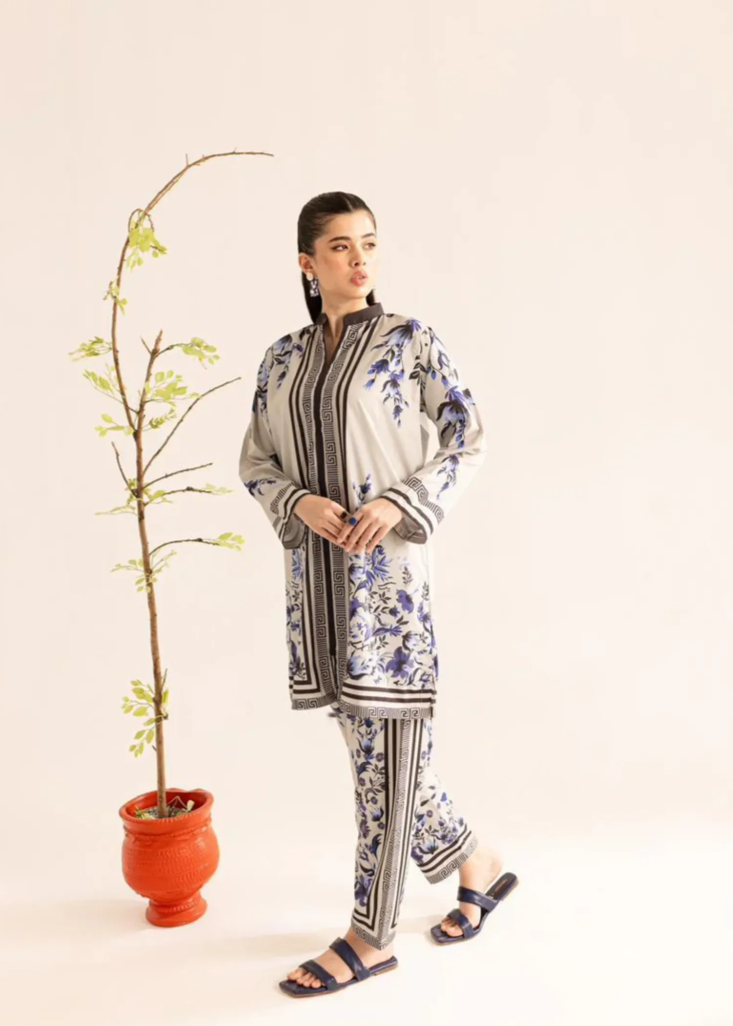 Poly Lawn Co-ord Set in Off-White