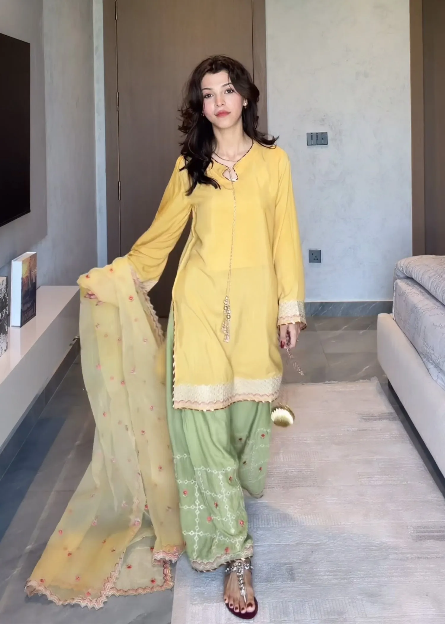 Embroidered Kurta Set in Multi