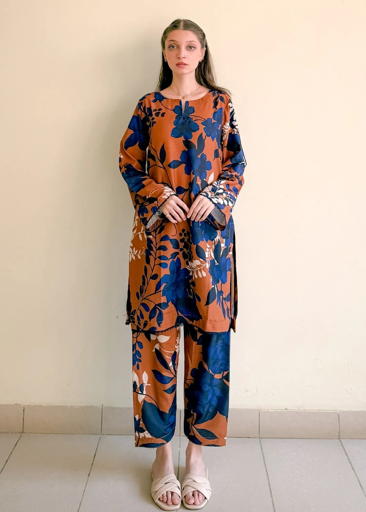 Printed Co-ord Set in Brown