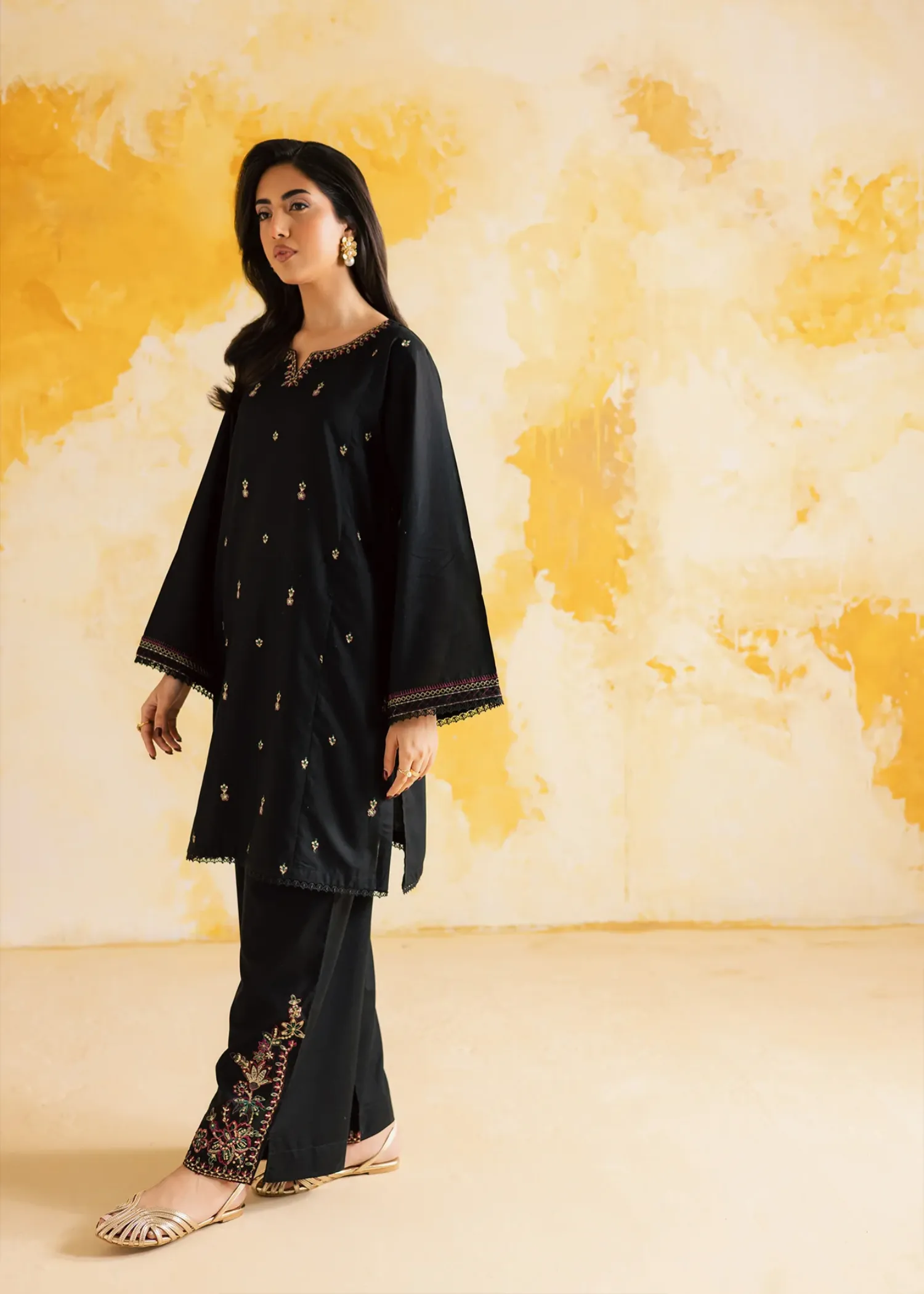 Lawn Kurta Set in Black