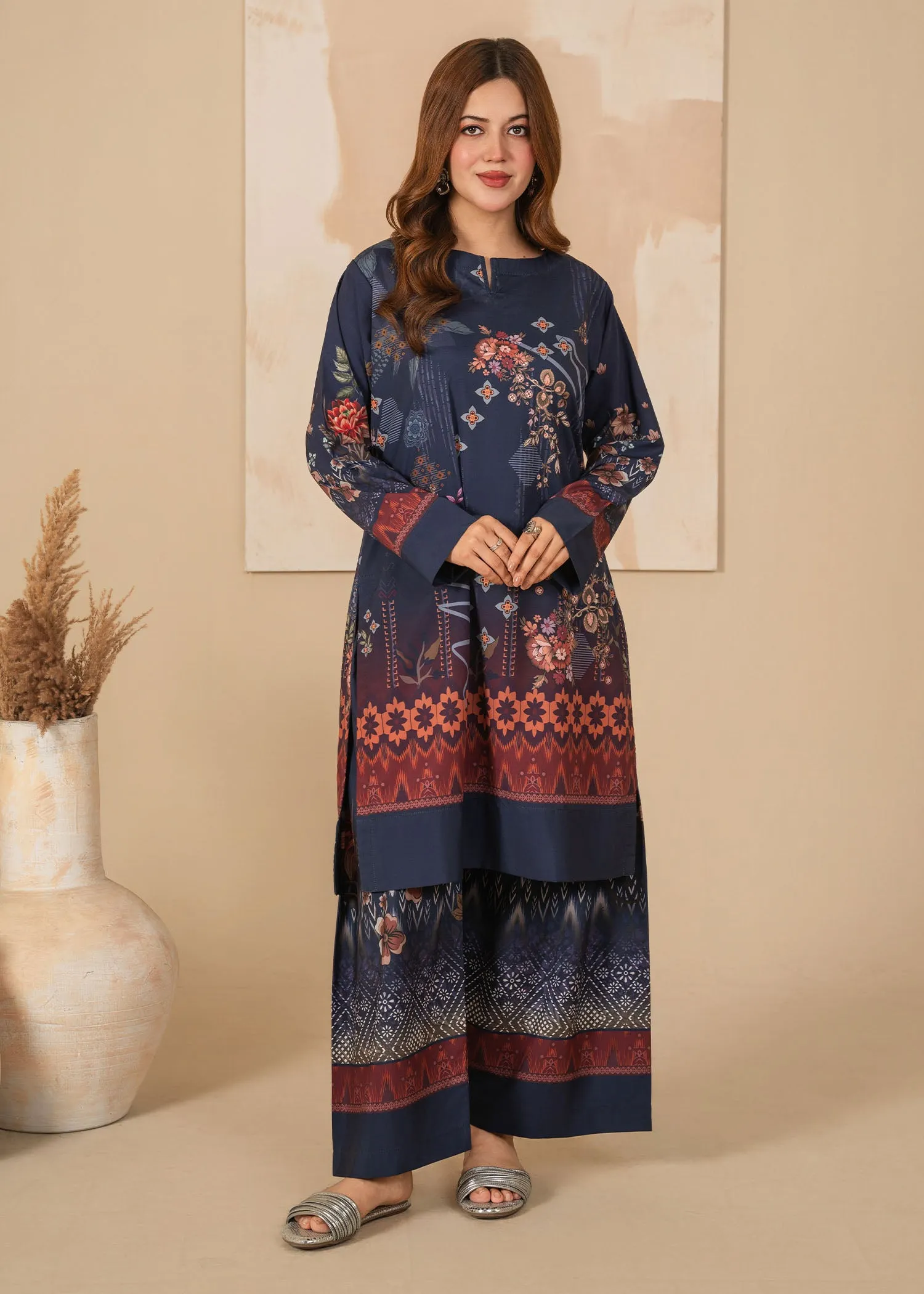 Poly Lawn Co-ord Set in Midnight Blue