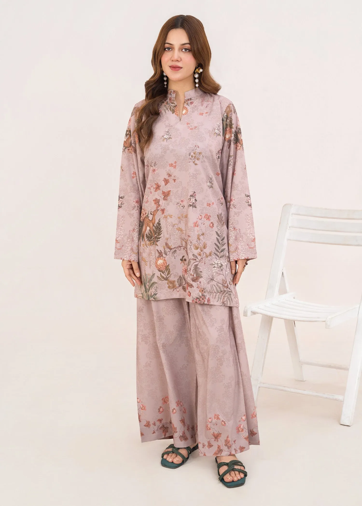 Poly Lawn Co-ord Set in Orchid Pink