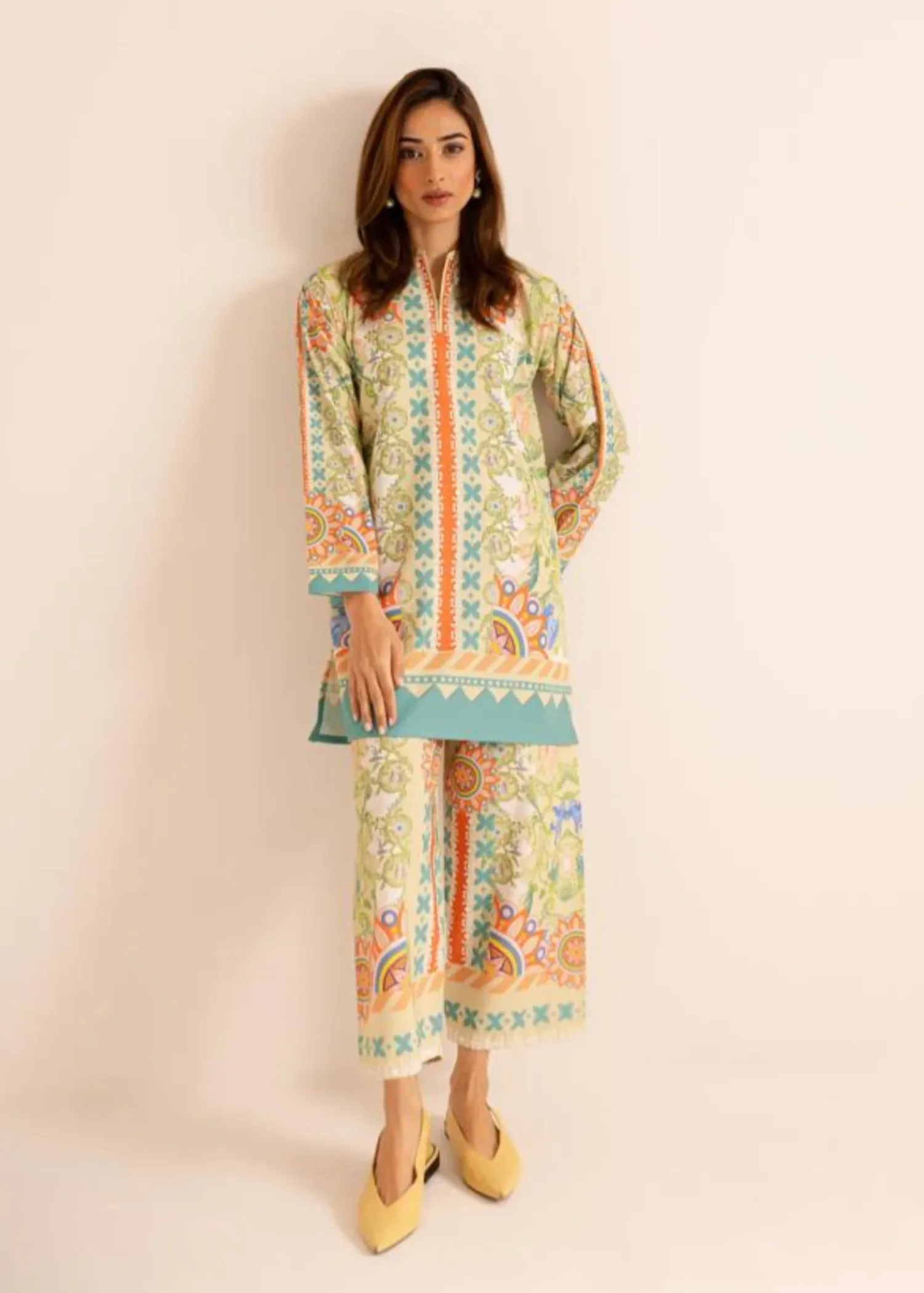 Poly Lawn Co-ord Set in Multi