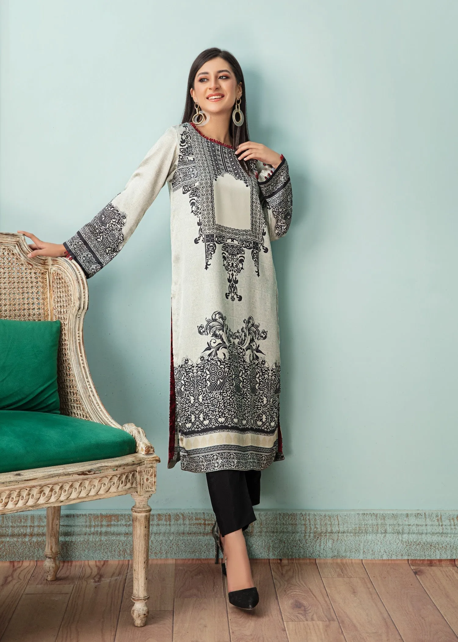 Printed Kurti in Ivory