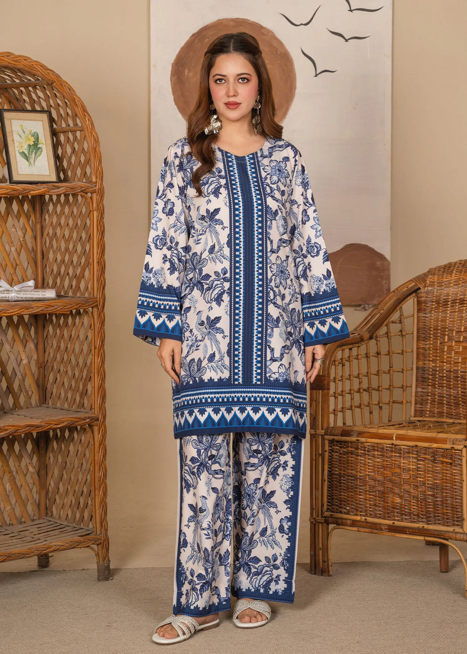 Poly Lawn Co-ord Set in Royal Blue