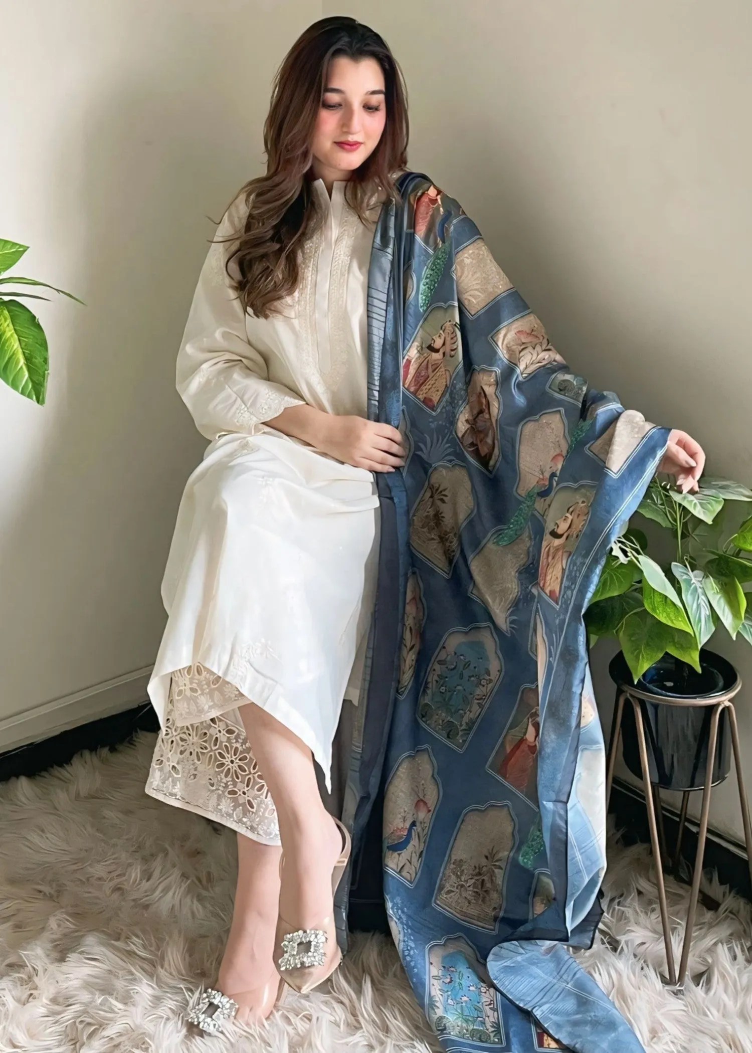 Printed Dupatta in Blue