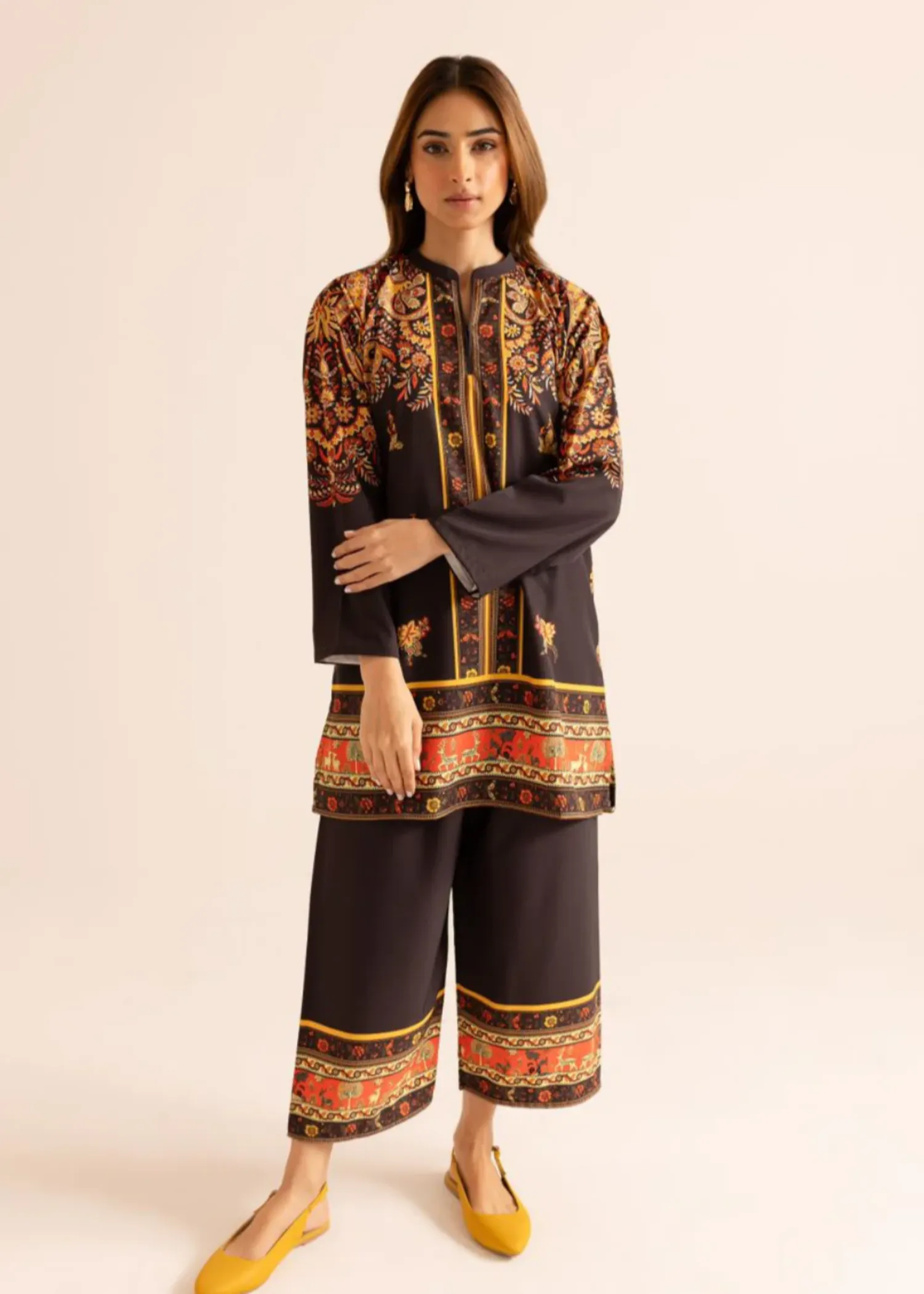 Poly Lawn Co-ord Set in Black