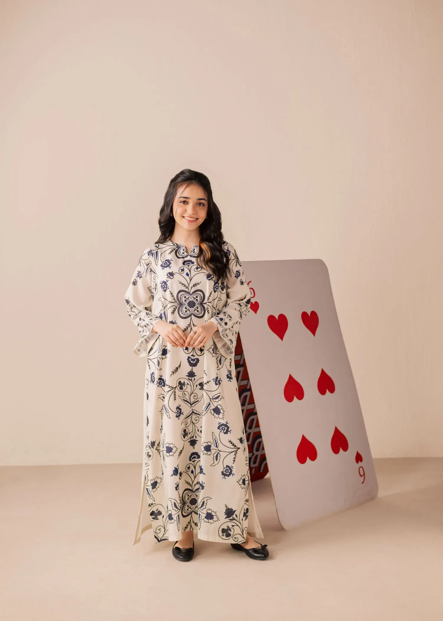 Raw Silk Kaftan in Pearl White