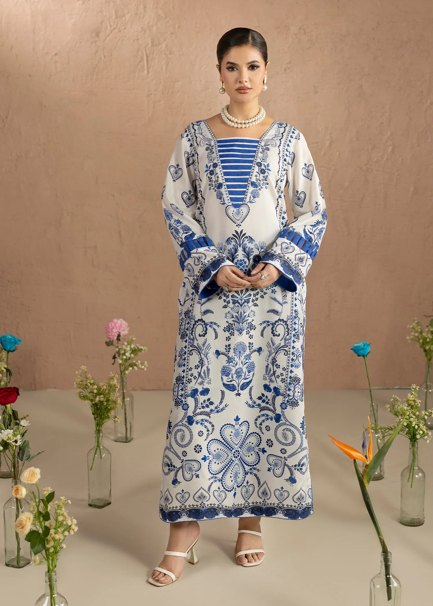 Silk Charmeuse Kaftan in White