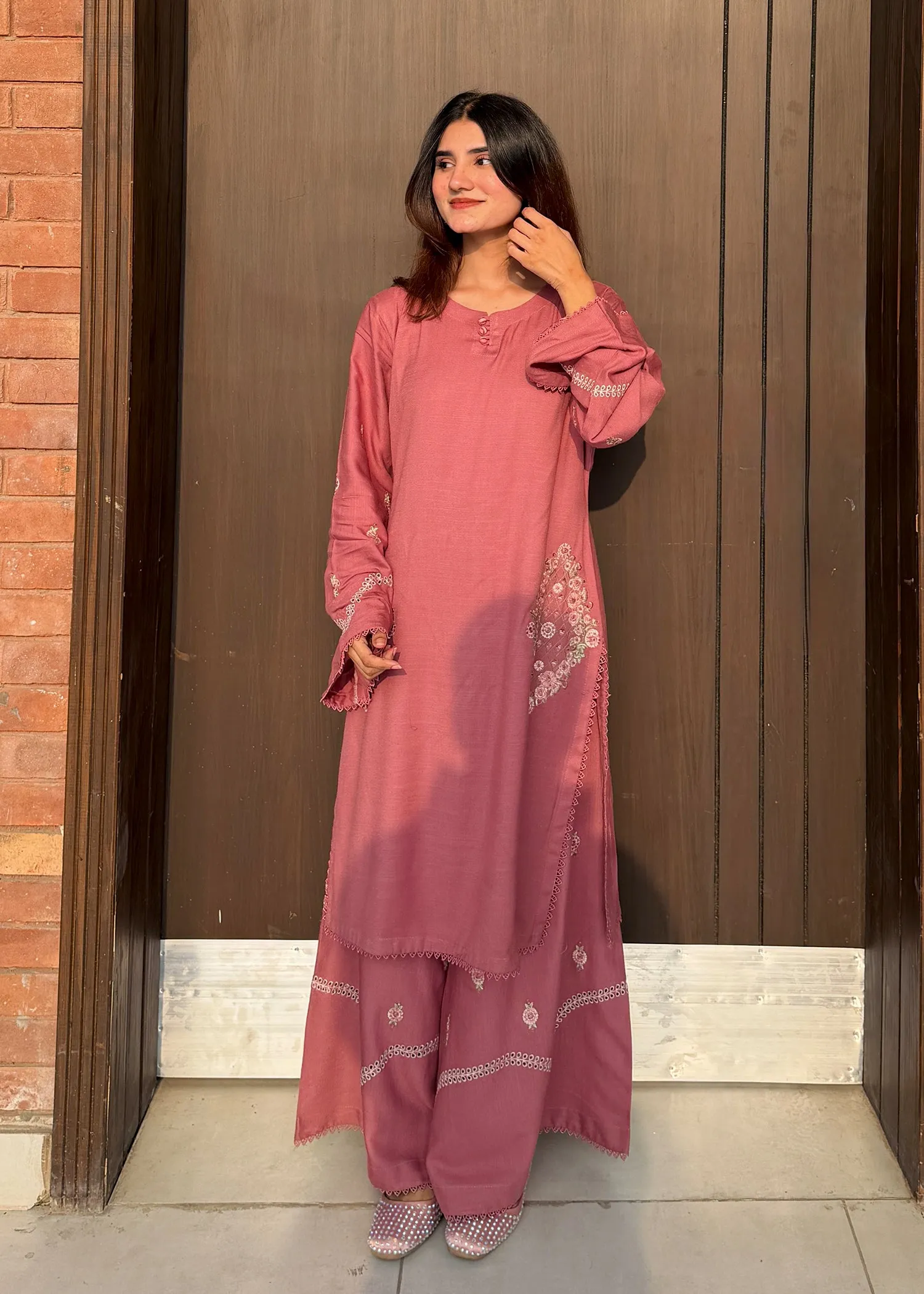 Dhanak Co-ord Set in Pink