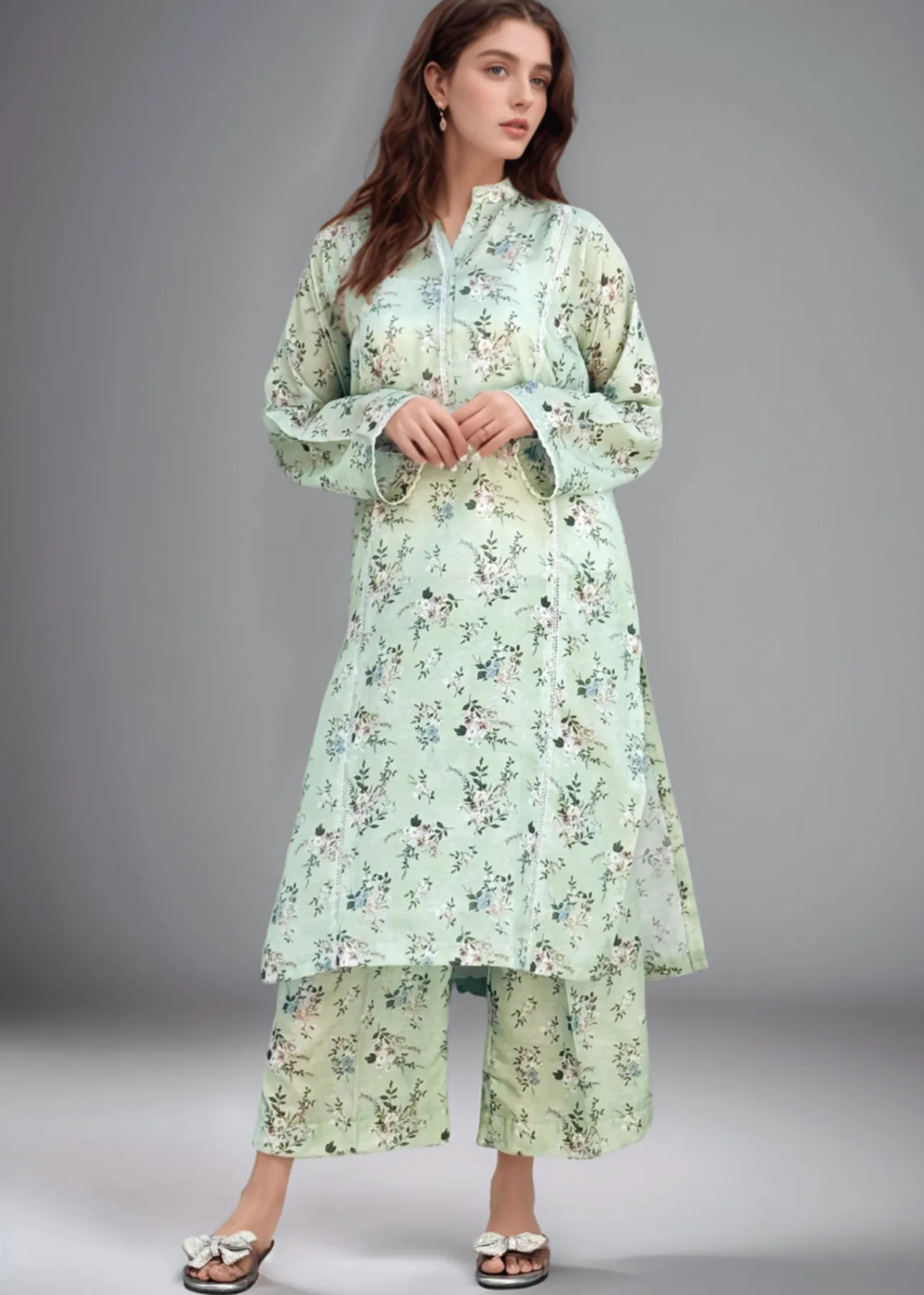 Printed Co-ord Set in Mint Green