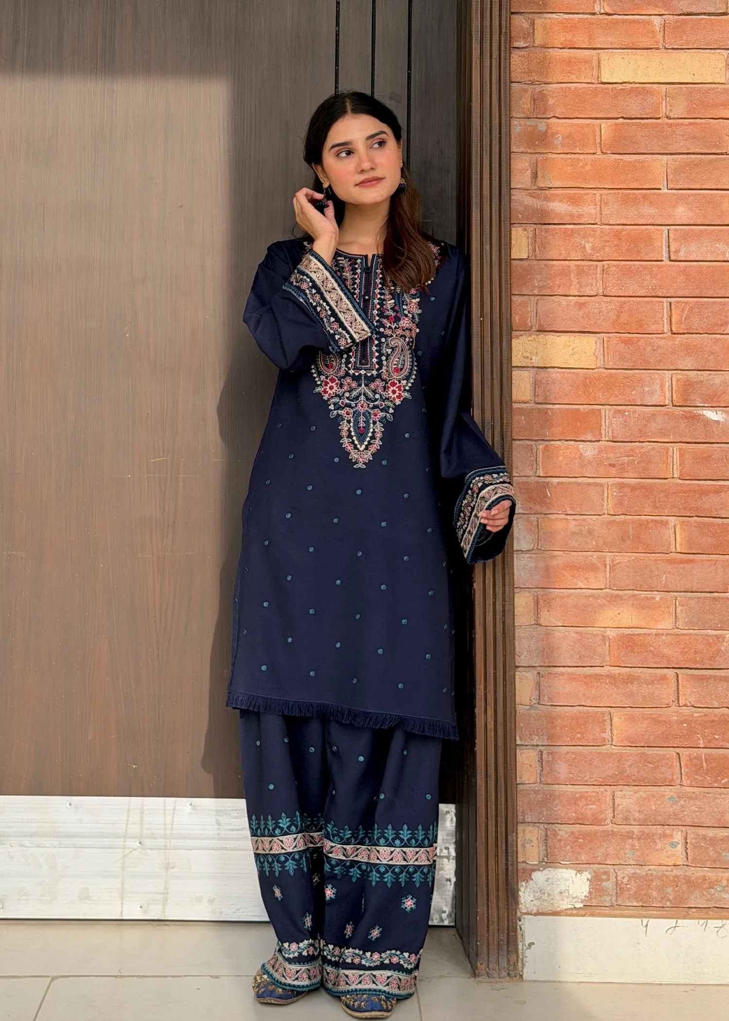 Viscose Kurta Set in Navy Blue