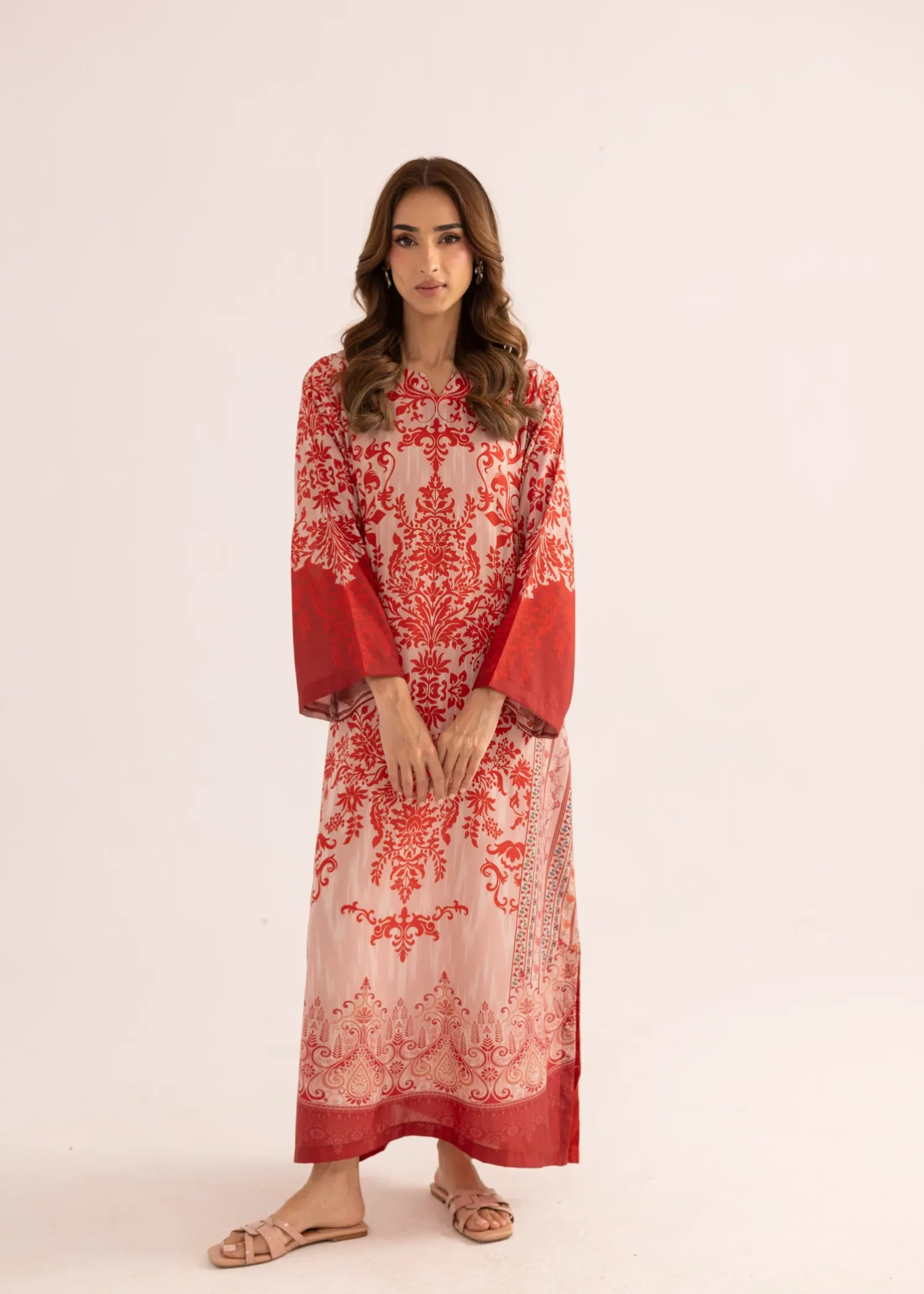 Lawn Kaftan in Chili Red