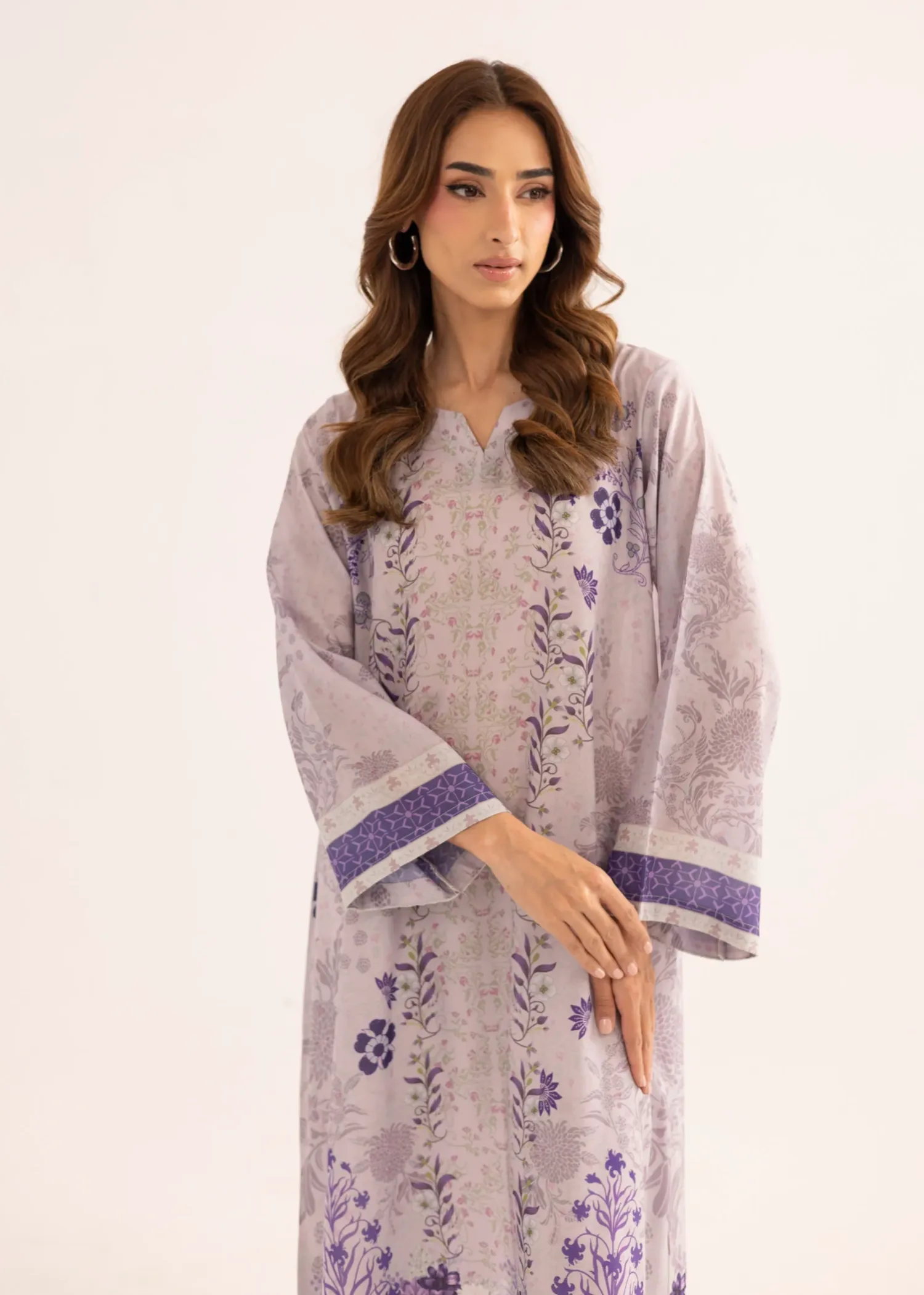 Lawn Kaftan in Lavender Grey
