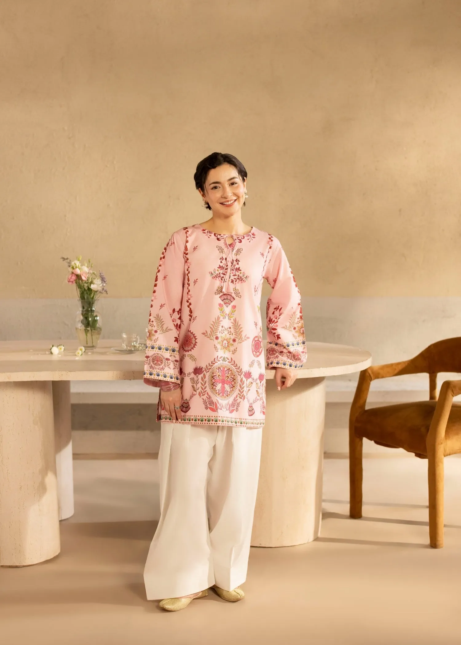 Poly Lawn Kurti in Petal Pink