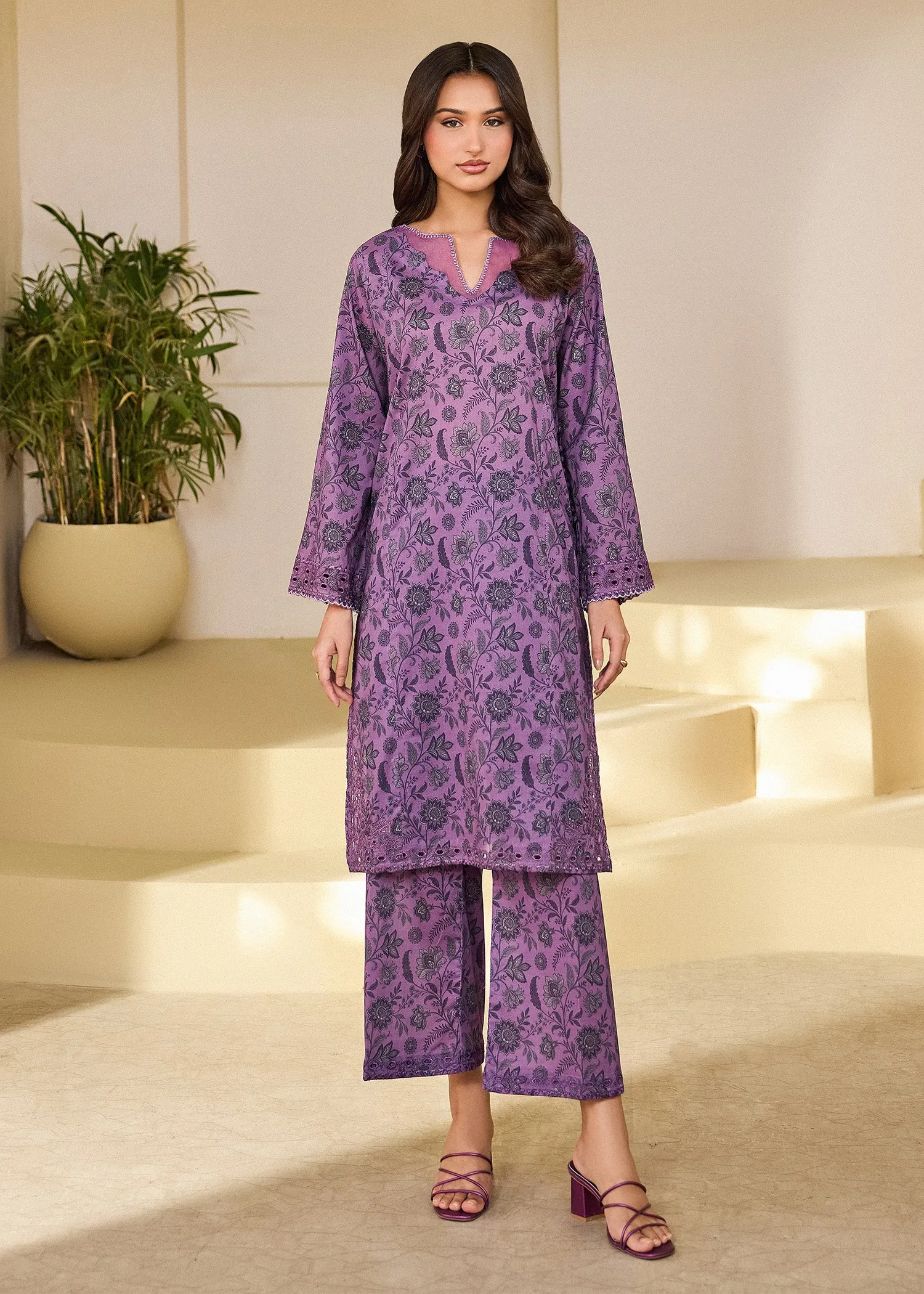 Digital Printed Co-ord Set in Purple