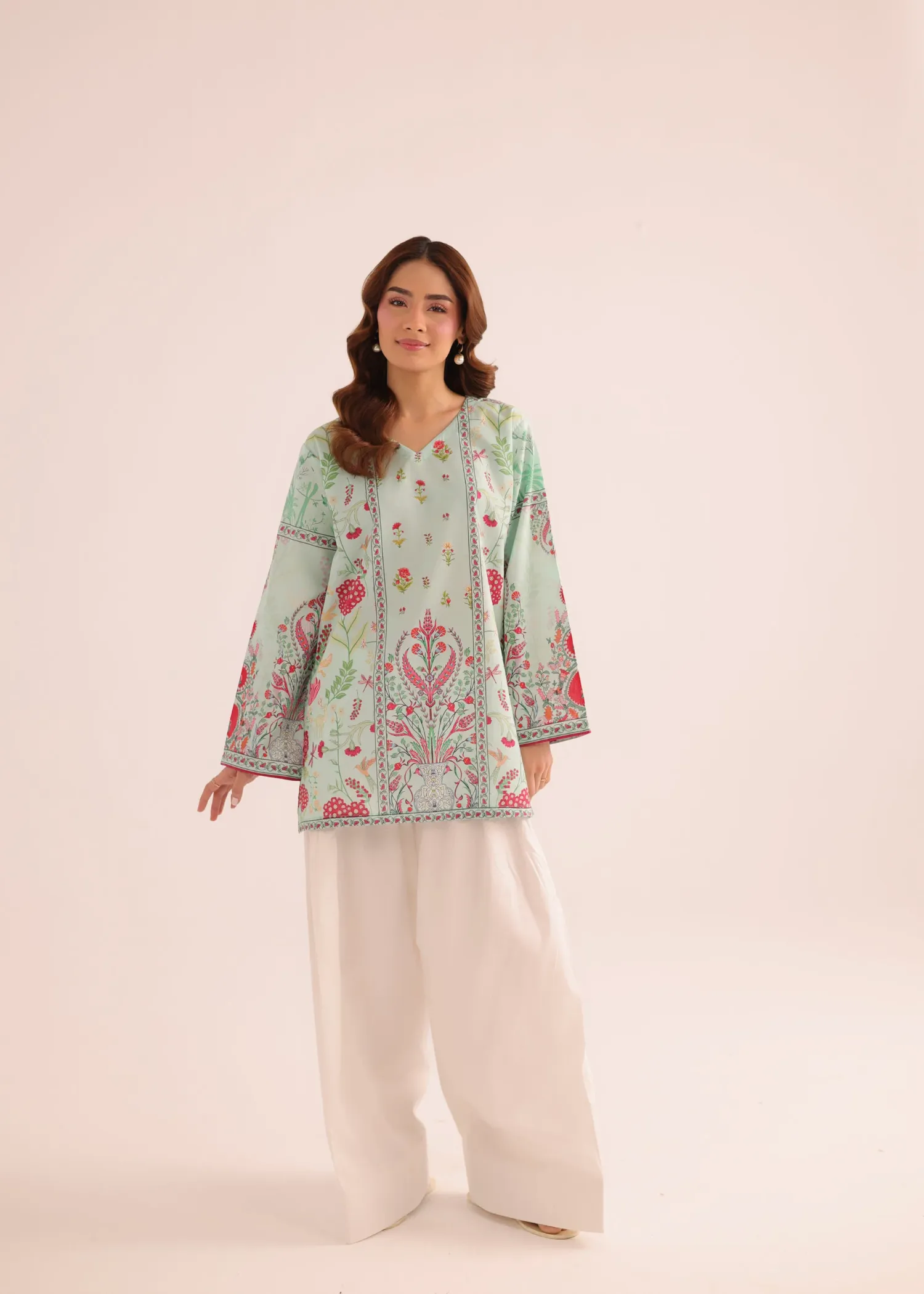 Lawn Kurti in Moss Green