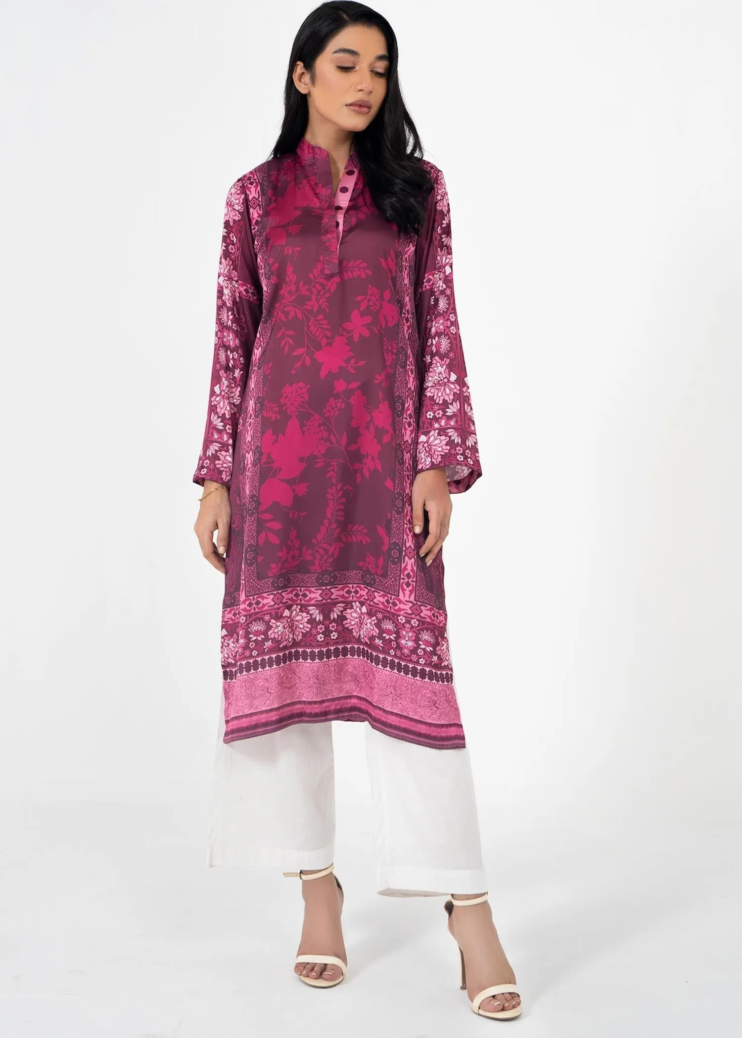 Printed Kurti in Burgundy