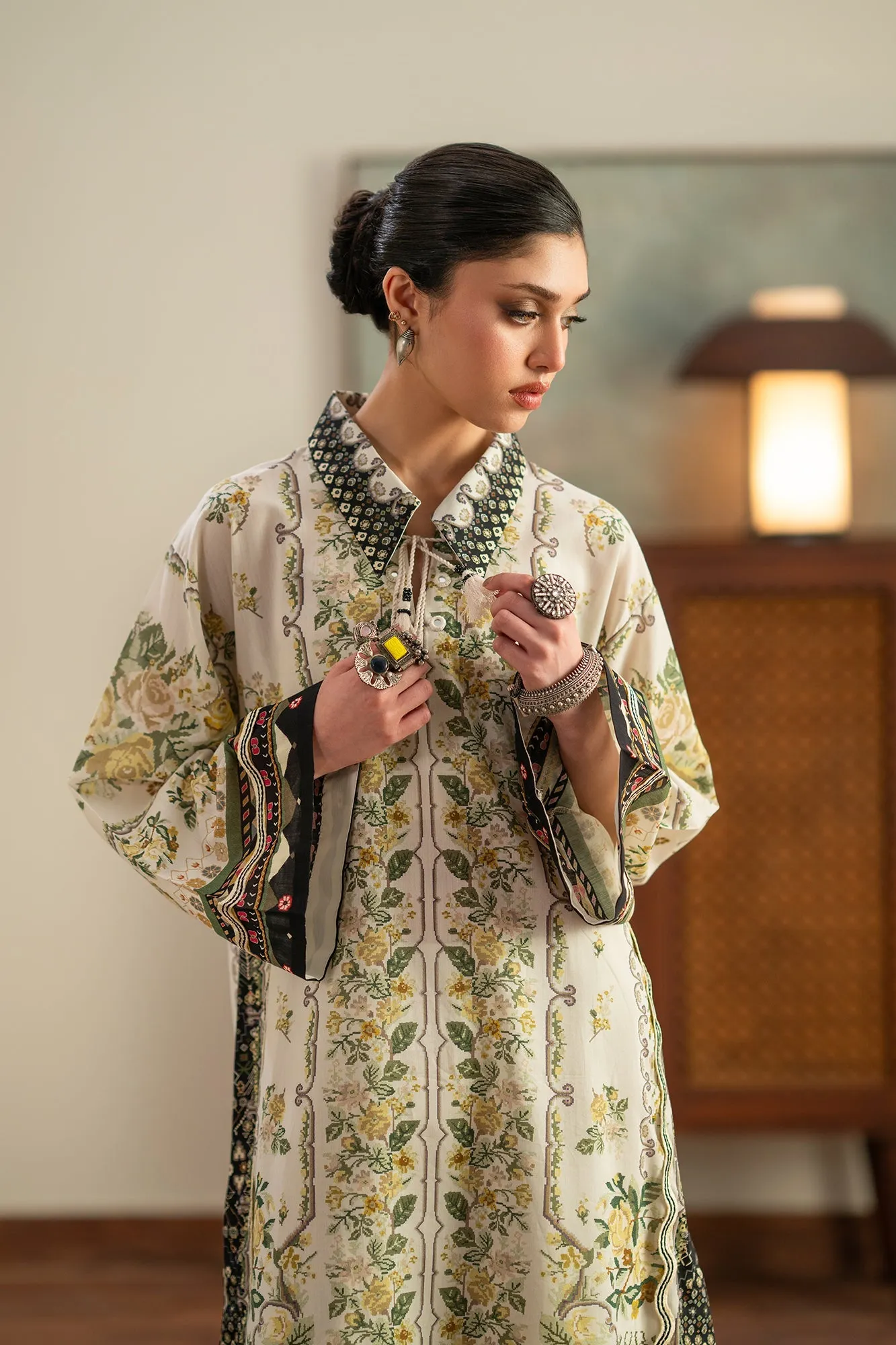 Embroidered Suit in Antique White