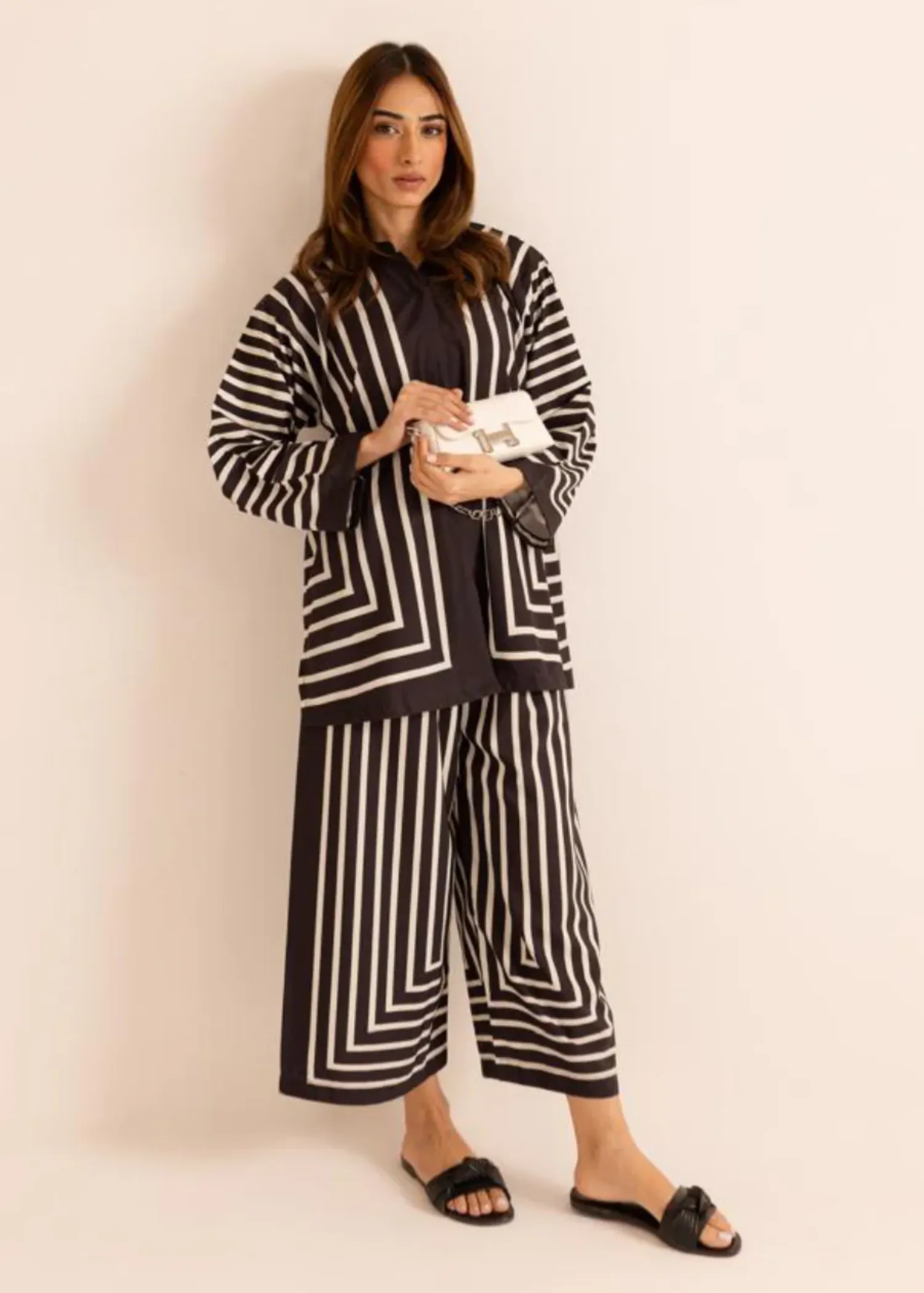 Poly Lawn Co-ord Set in Black
