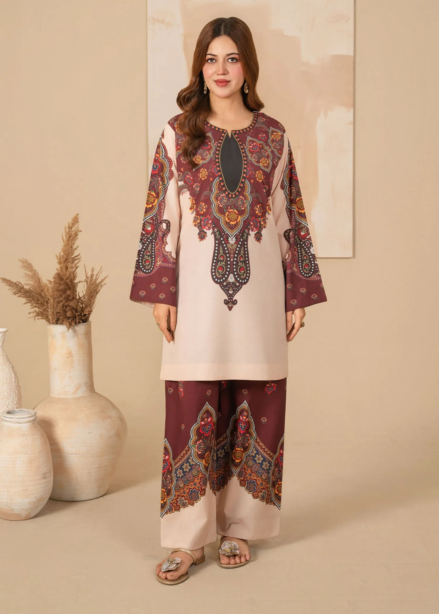 Poly Lawn Co-ord Set in Beige