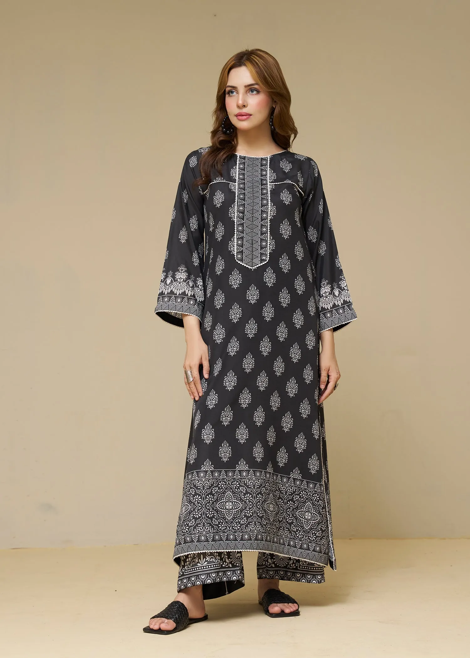Poly Lawn Co-ord Set in Black