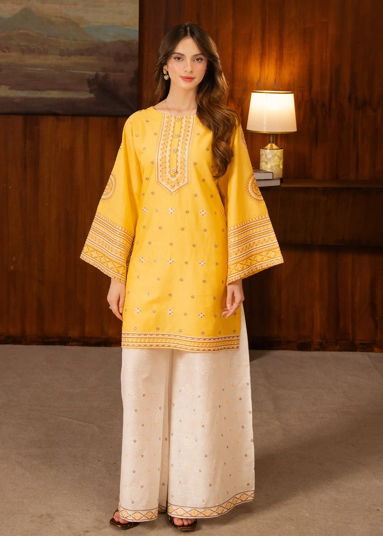 Lawn Kurta Set in Yellow