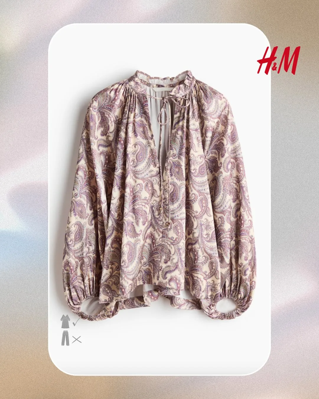 H&M Balloon Sleeved Satin Blouse