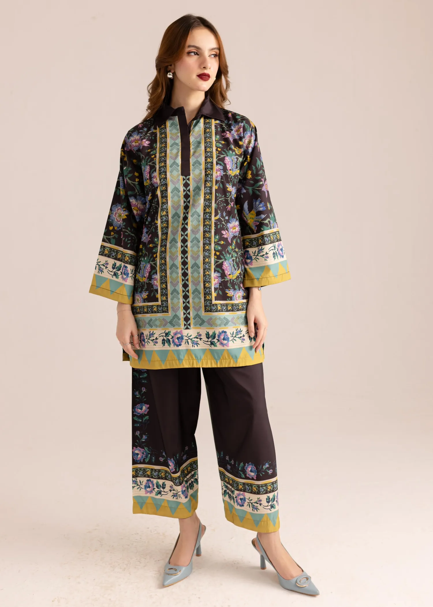 Poly Lawn Co-ord Set in Black