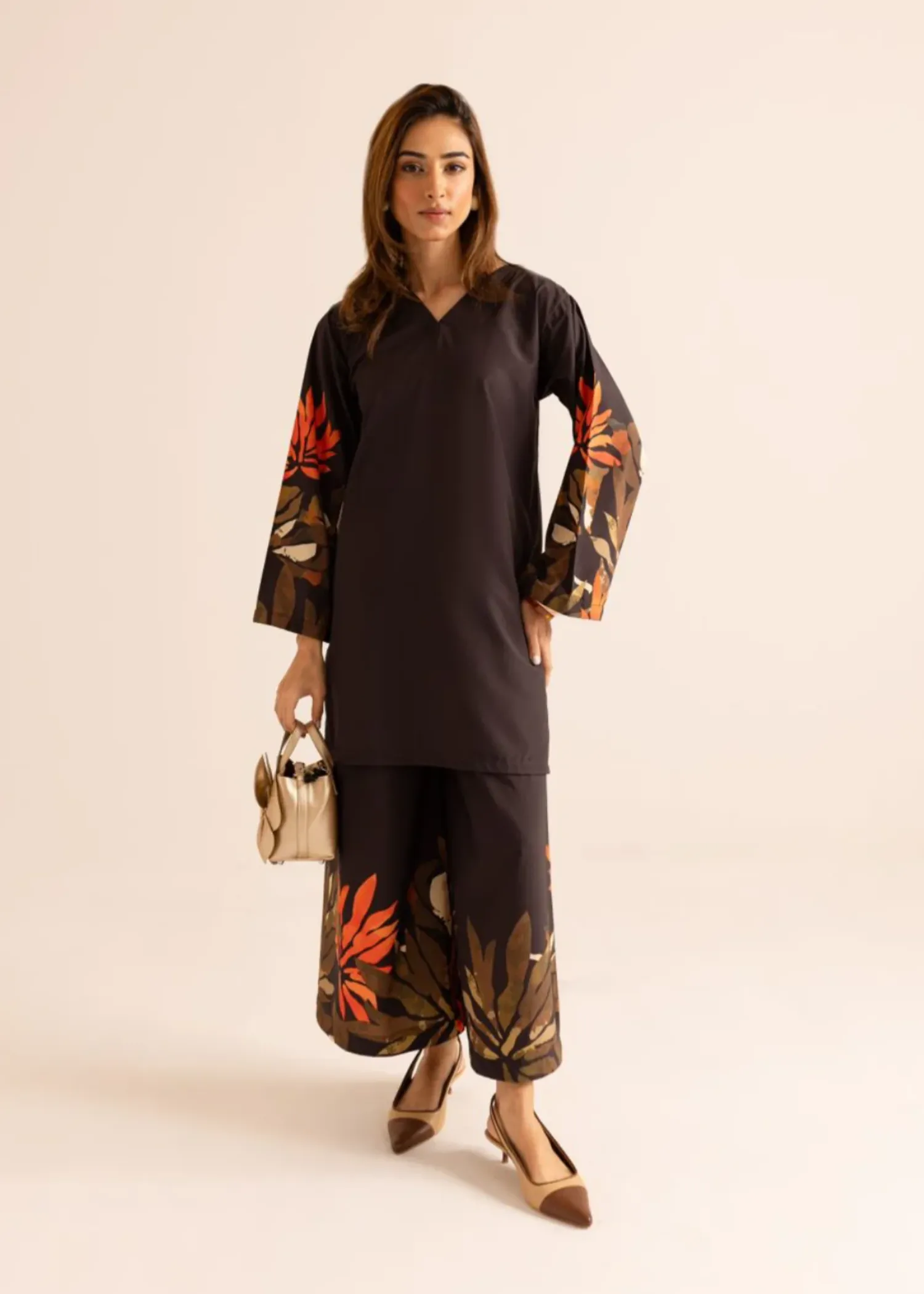 Poly Lawn Co-ord Set in Black