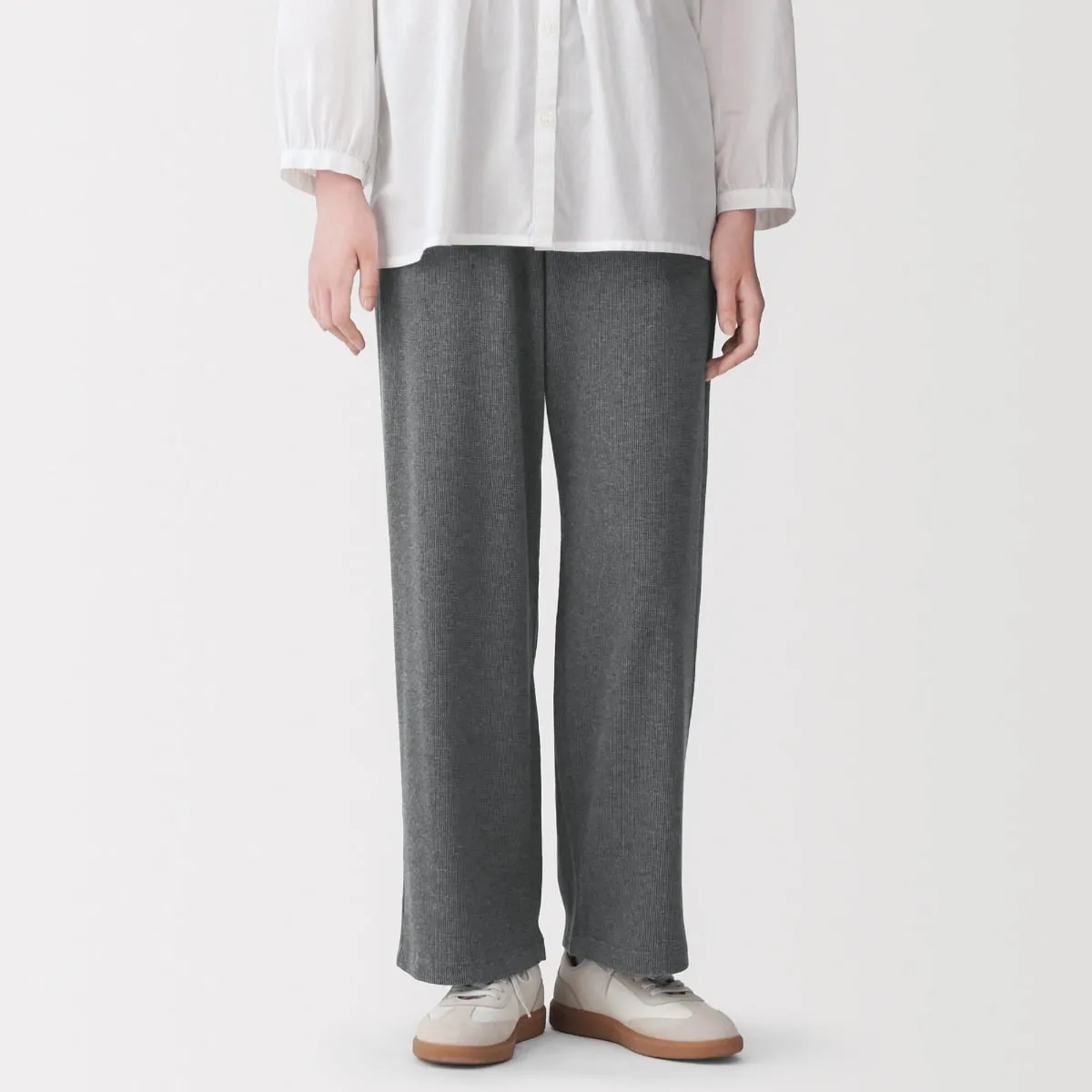 Women Waffle Pants in Charcoal Grey