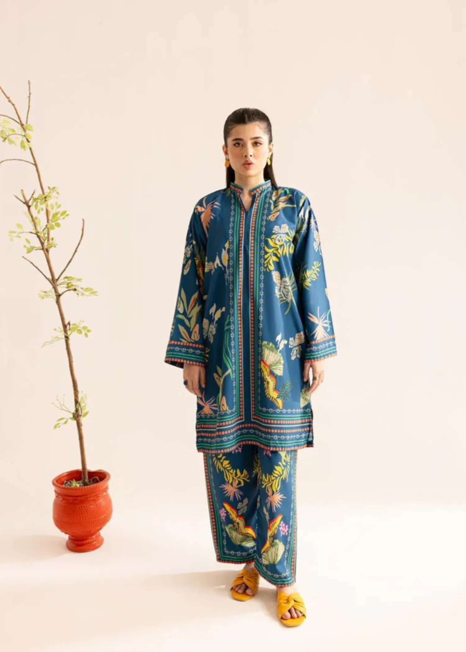 Poly Lawn Co-ord Set in Baby Blue