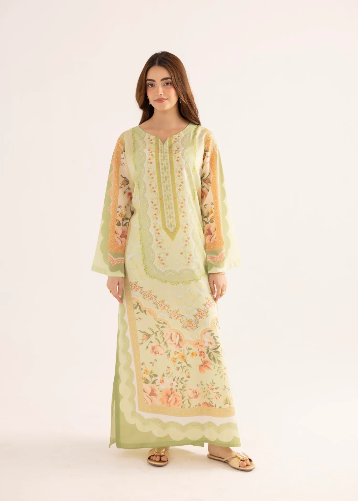 Lawn Kaftan in Acid Yellow