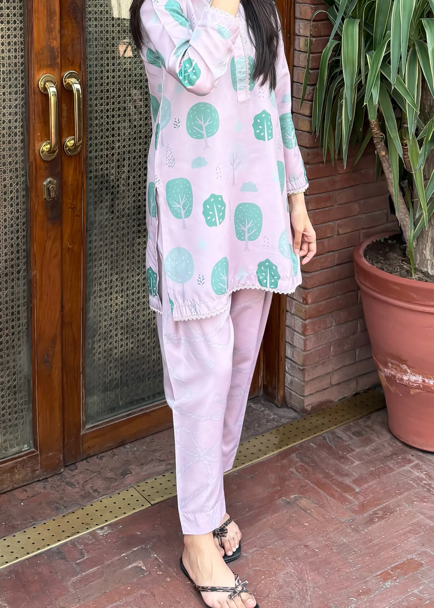 Printed Kurta Set in Lilac