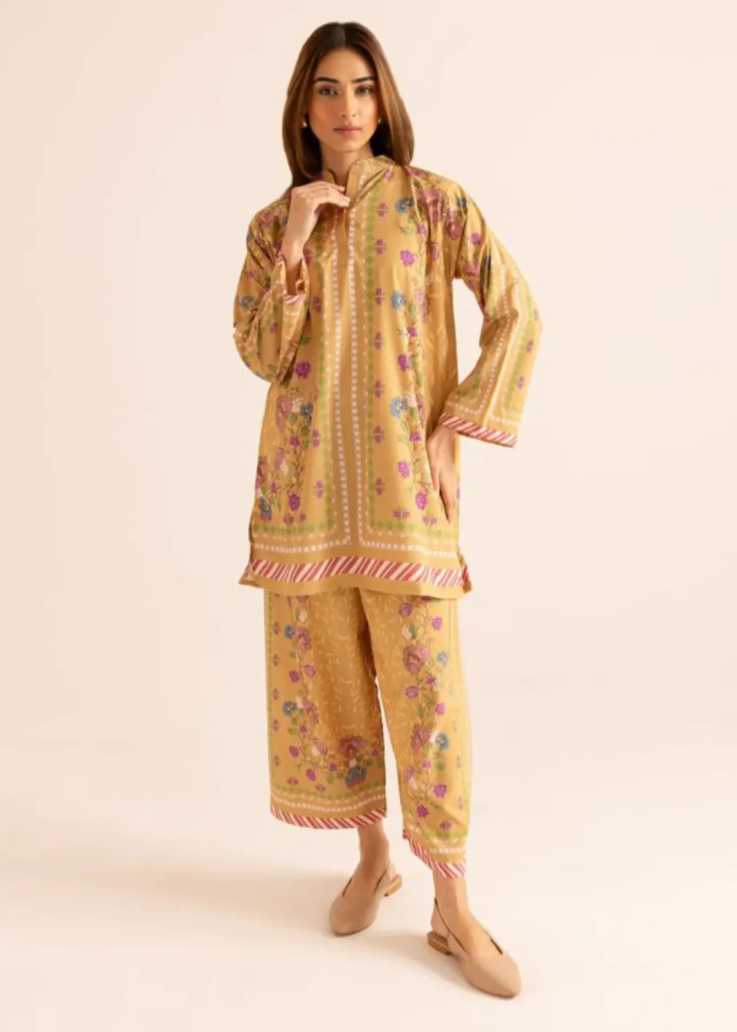 Poly Lawn Co-ord Set in Mellow Yellow