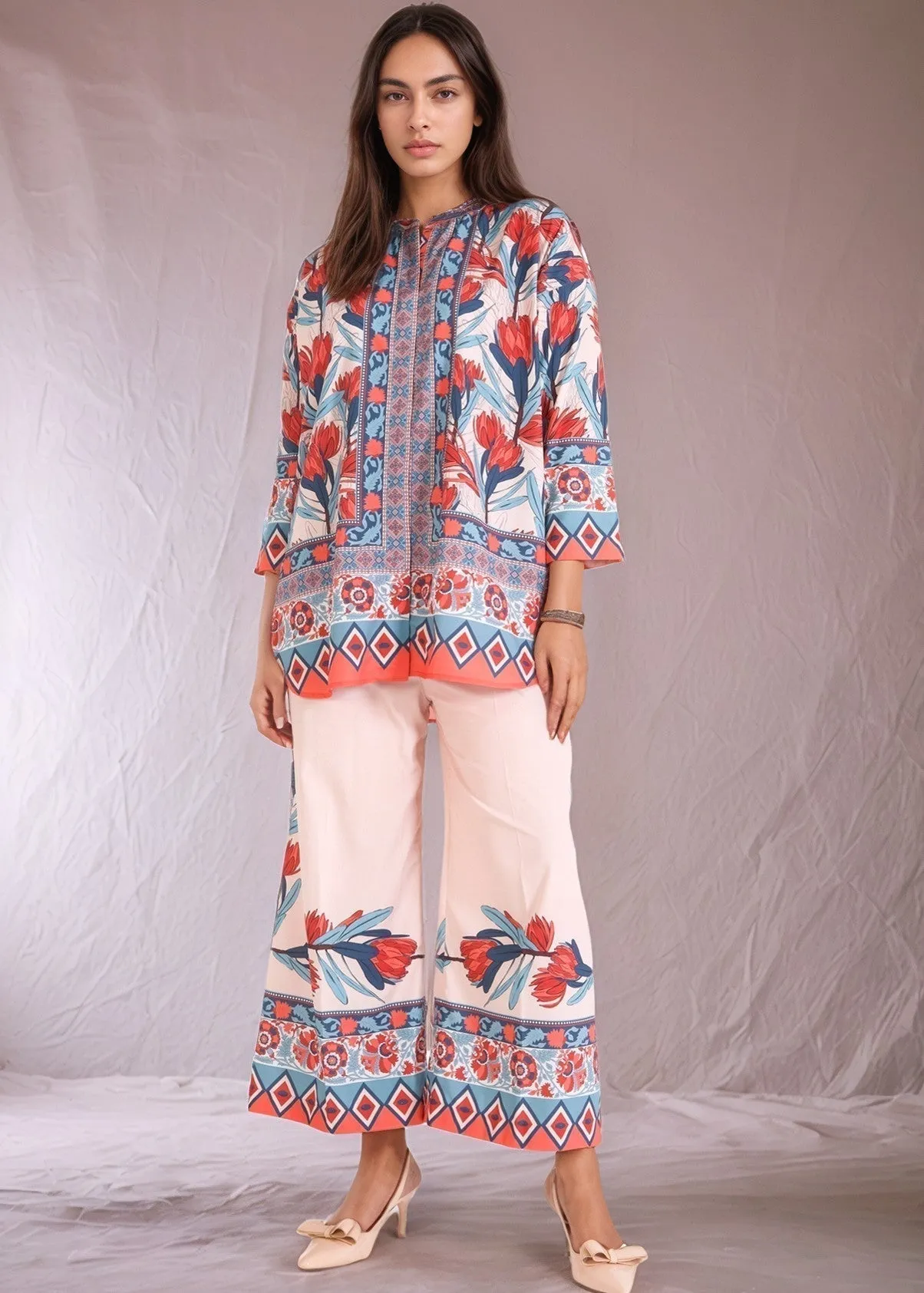 Sublimation Printed Co-ord Set in Off-White