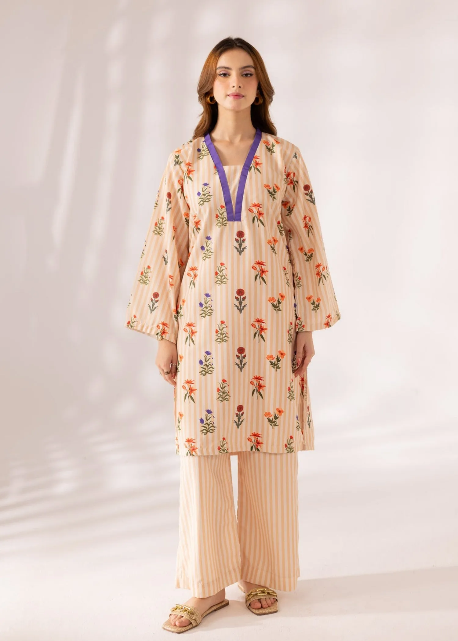Slub Khaddar Kurta Set in White