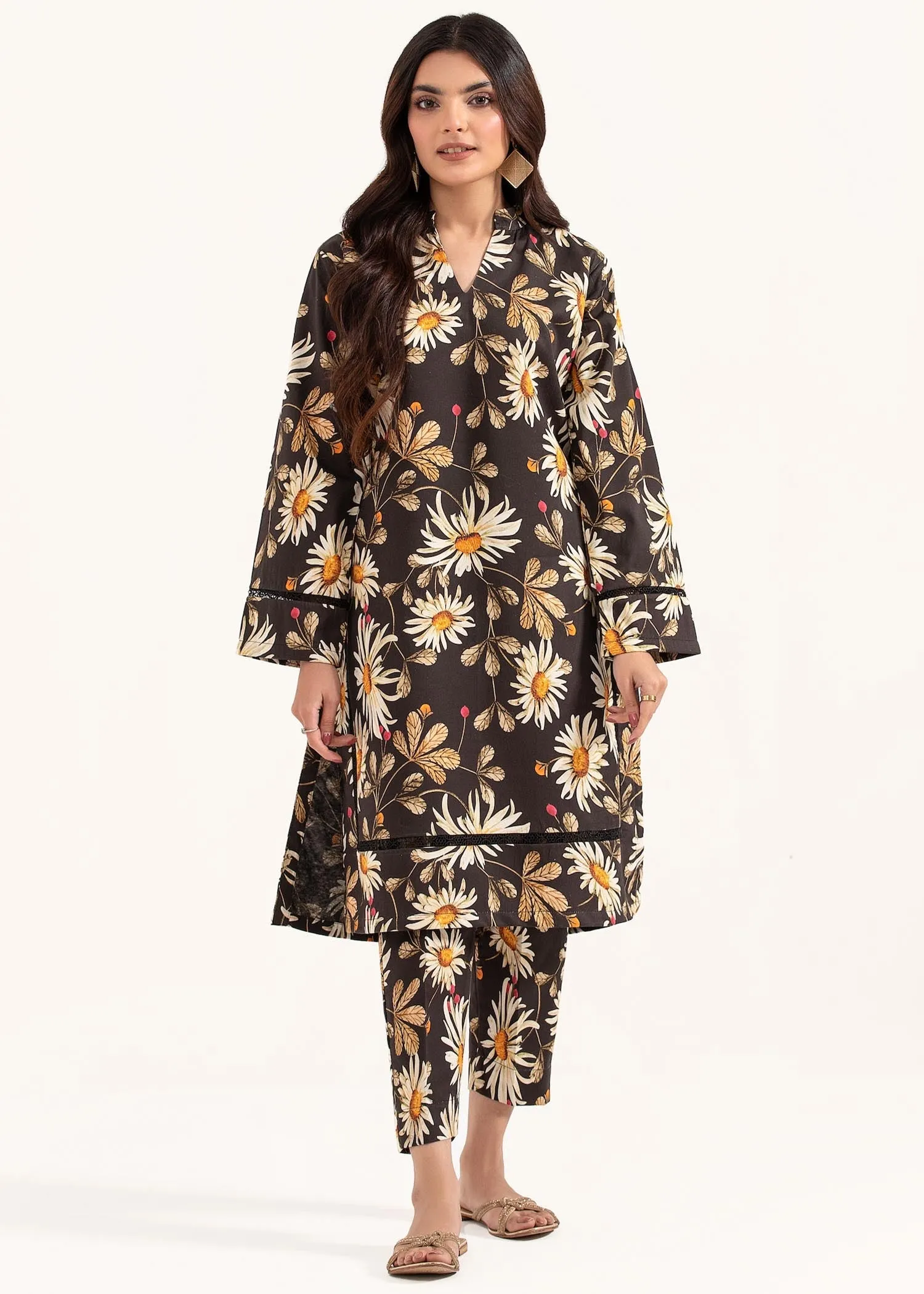 Digital Printed Co-ord Set in Black