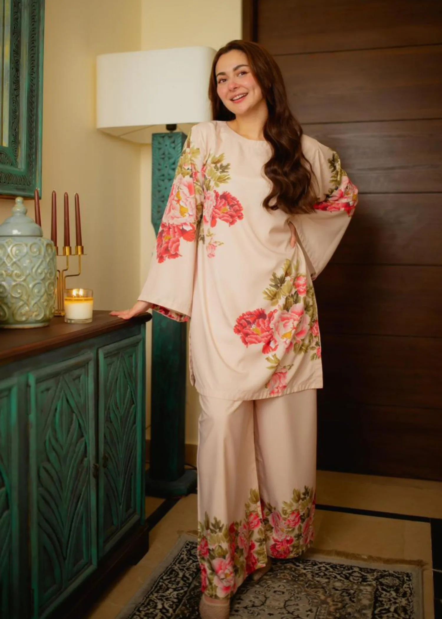 Poly Lawn Co-ord Set in Beige