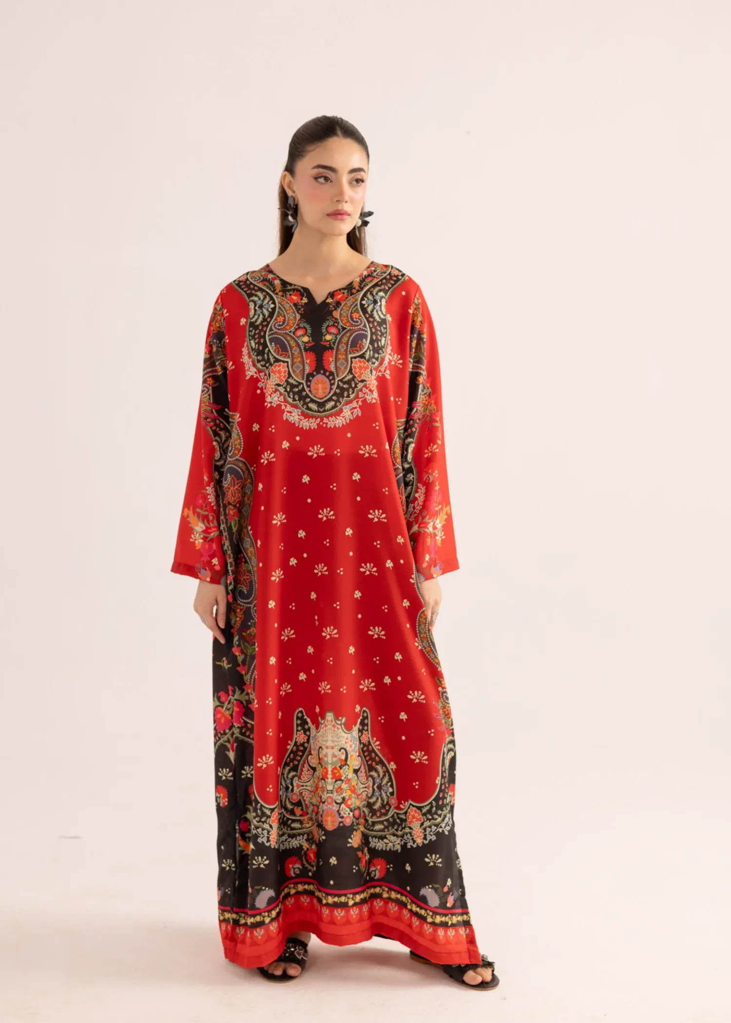 Lawn Kaftan in Sunset Orange