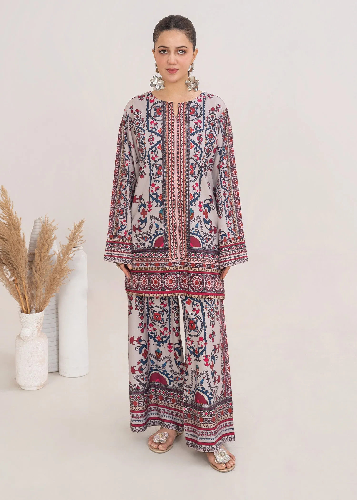 Poly Lawn Co-ord Set in Ivory